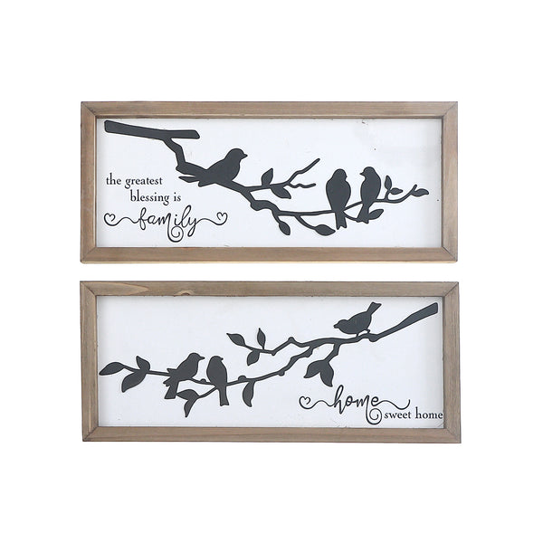 Framed Inspiration With 3D Birds On Branch - Set of 2