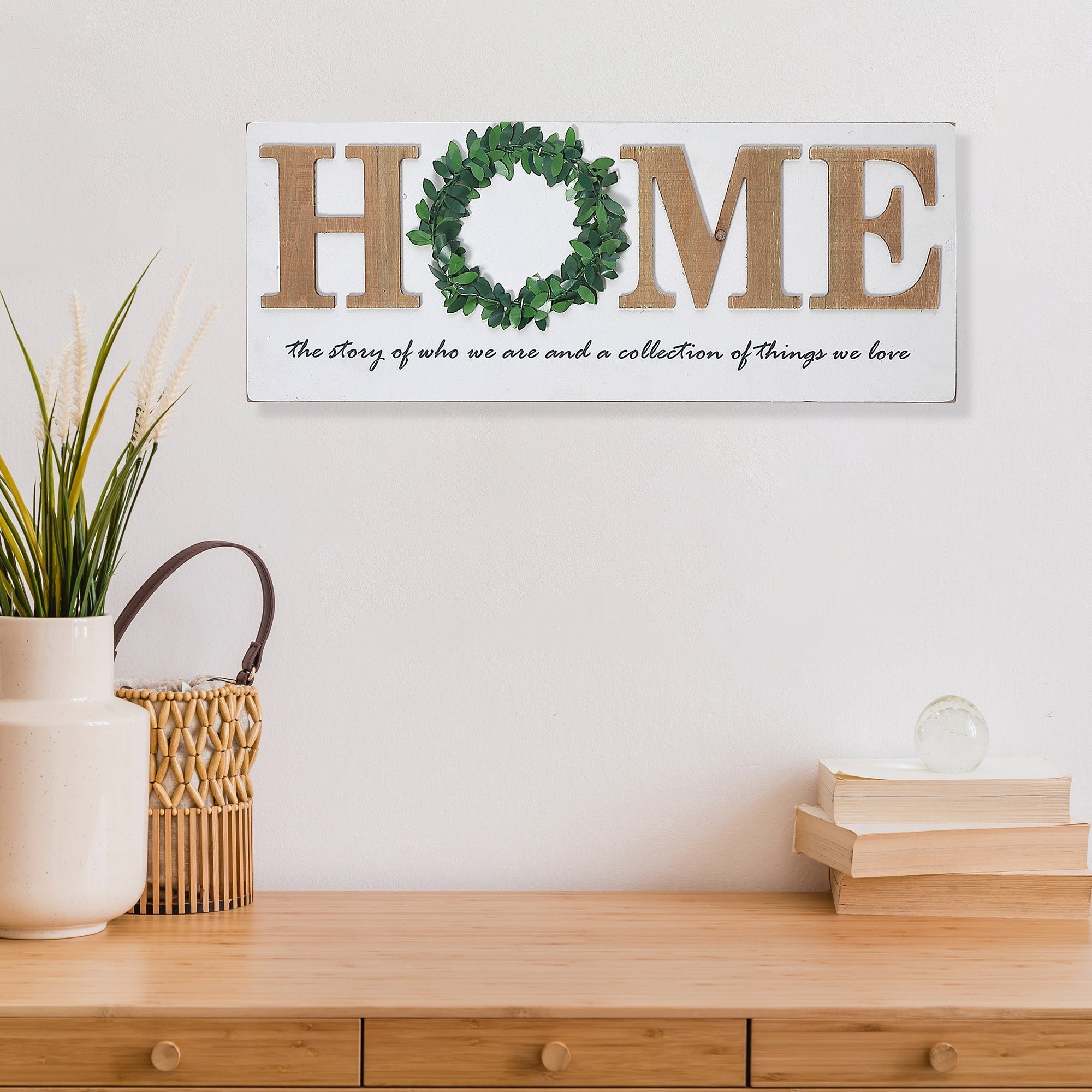 Three Dimensional Home And Garland Wall Sign, Rustic Farmhouse Wall Decor