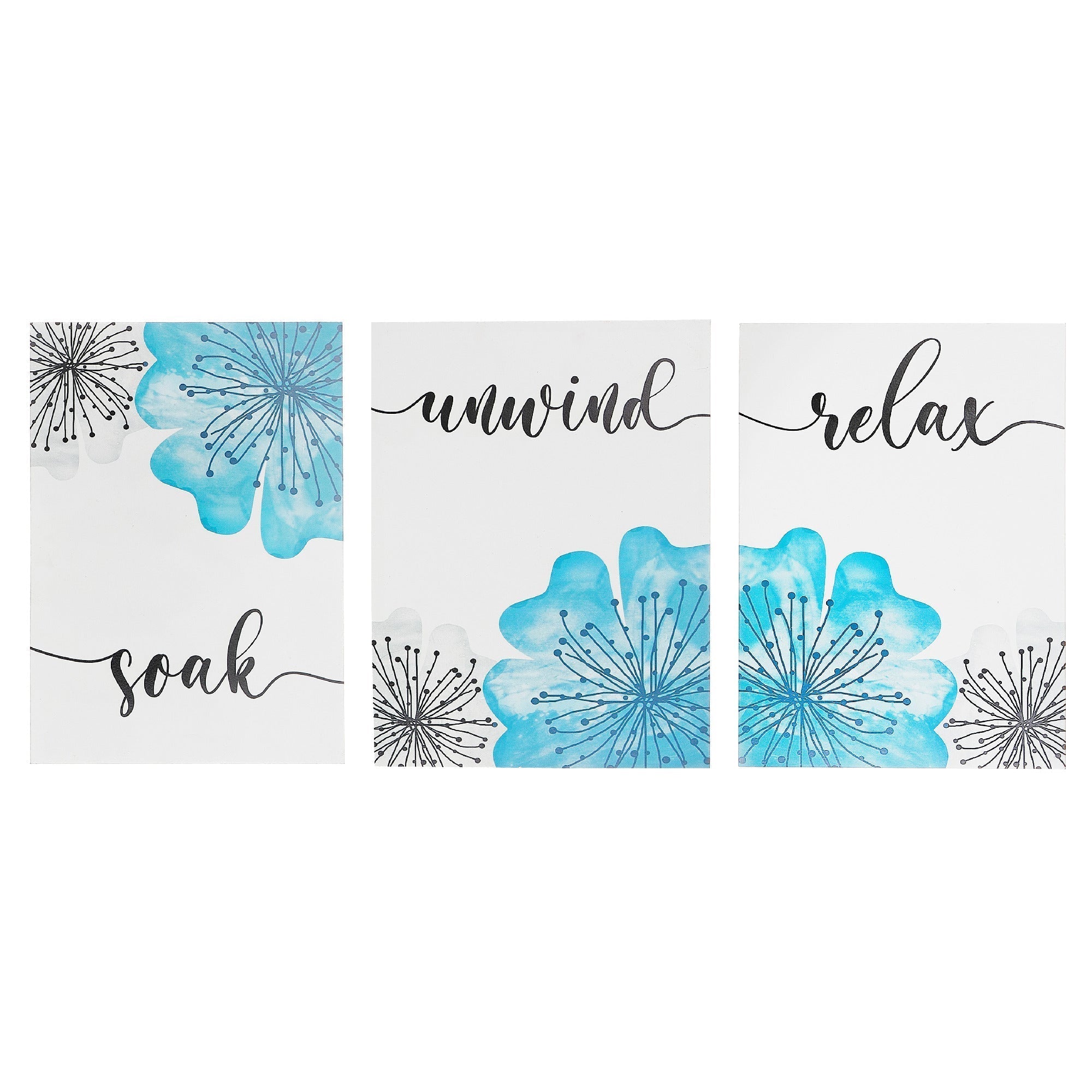 Relax Soak Unwind Bathroom Wall Signs Set Of 3, Spa Bathroom Wall Decor