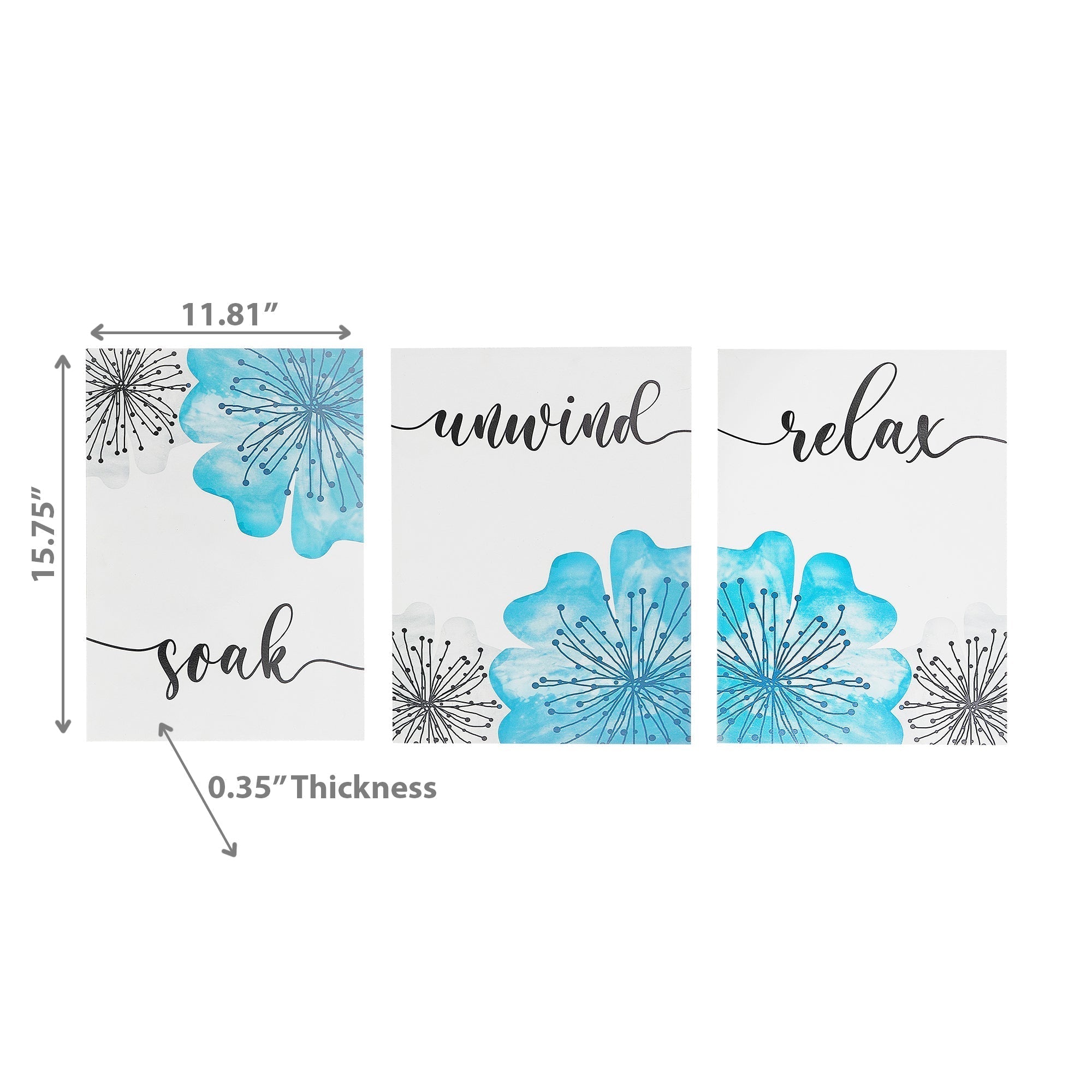Relax Soak Unwind Bathroom Wall Signs Set Of 3, Spa Bathroom Wall Decor