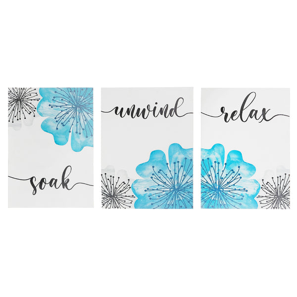 MDF Wall Sign Relax Soak Unwind - Set of 3