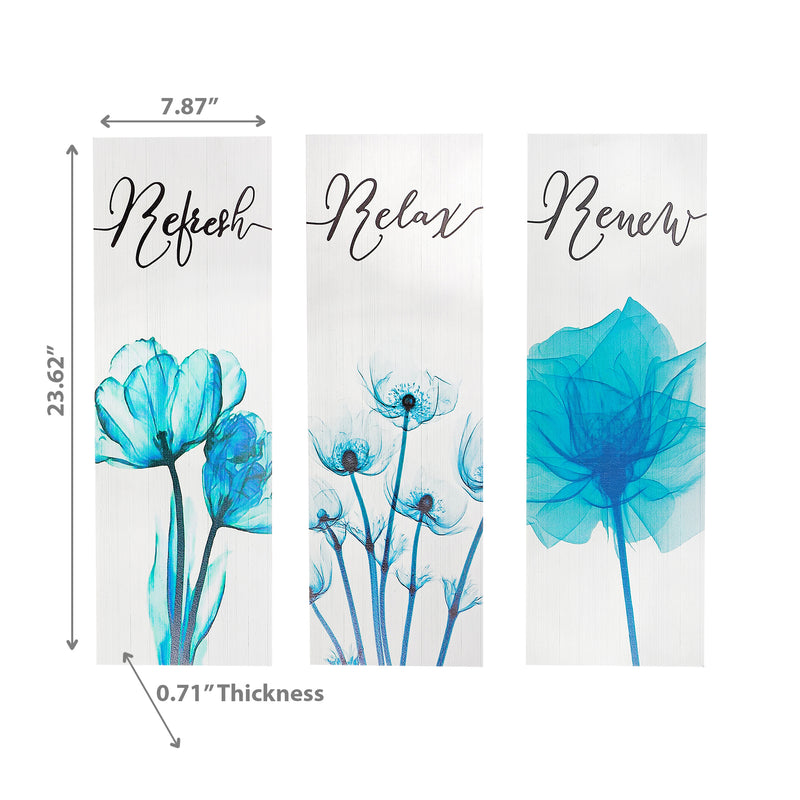 MDF Wall Sign Relax Renew Refresh - Set of 3