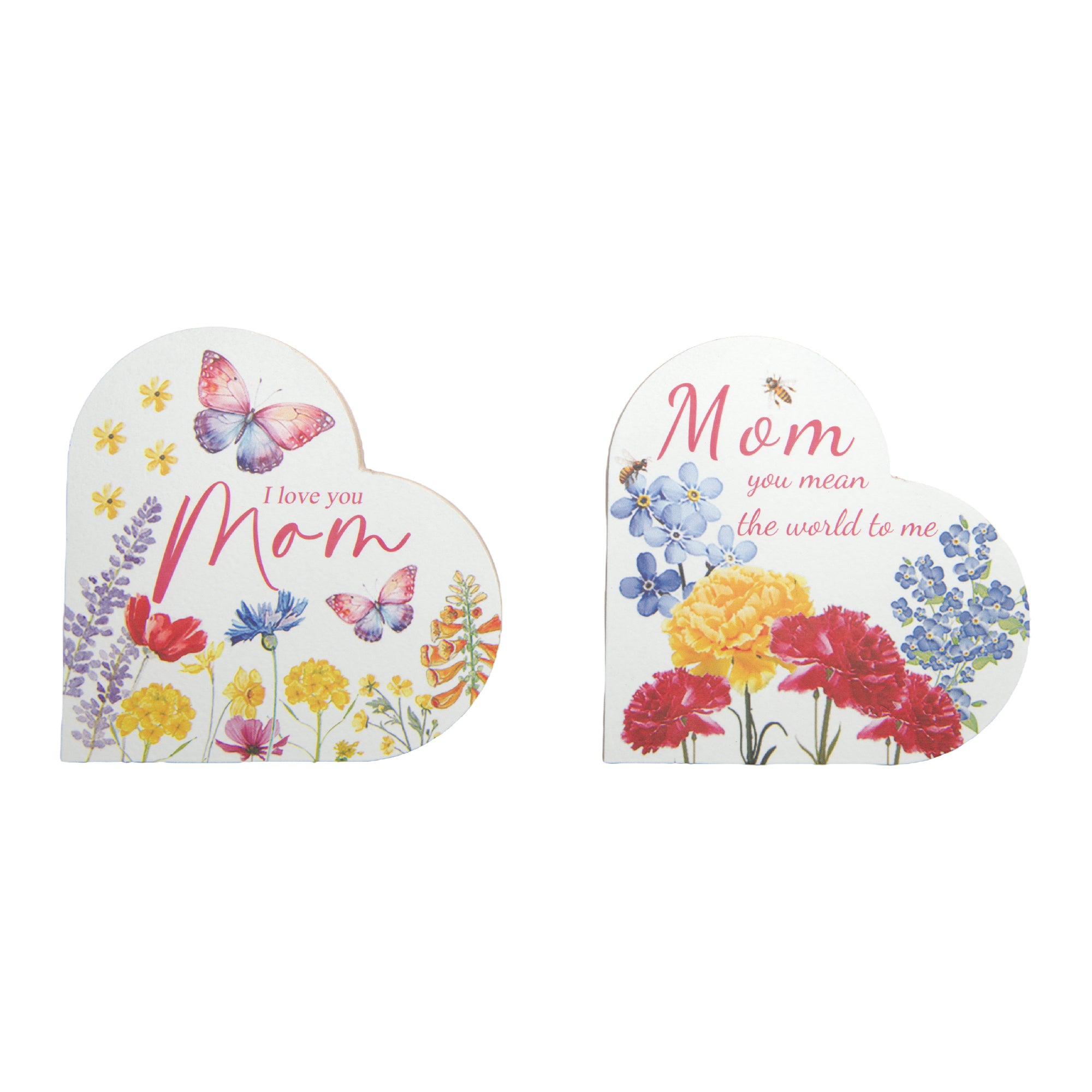 Assorted Wooden Heart-Shaped Decorative Pieces for Mom - Set of 2