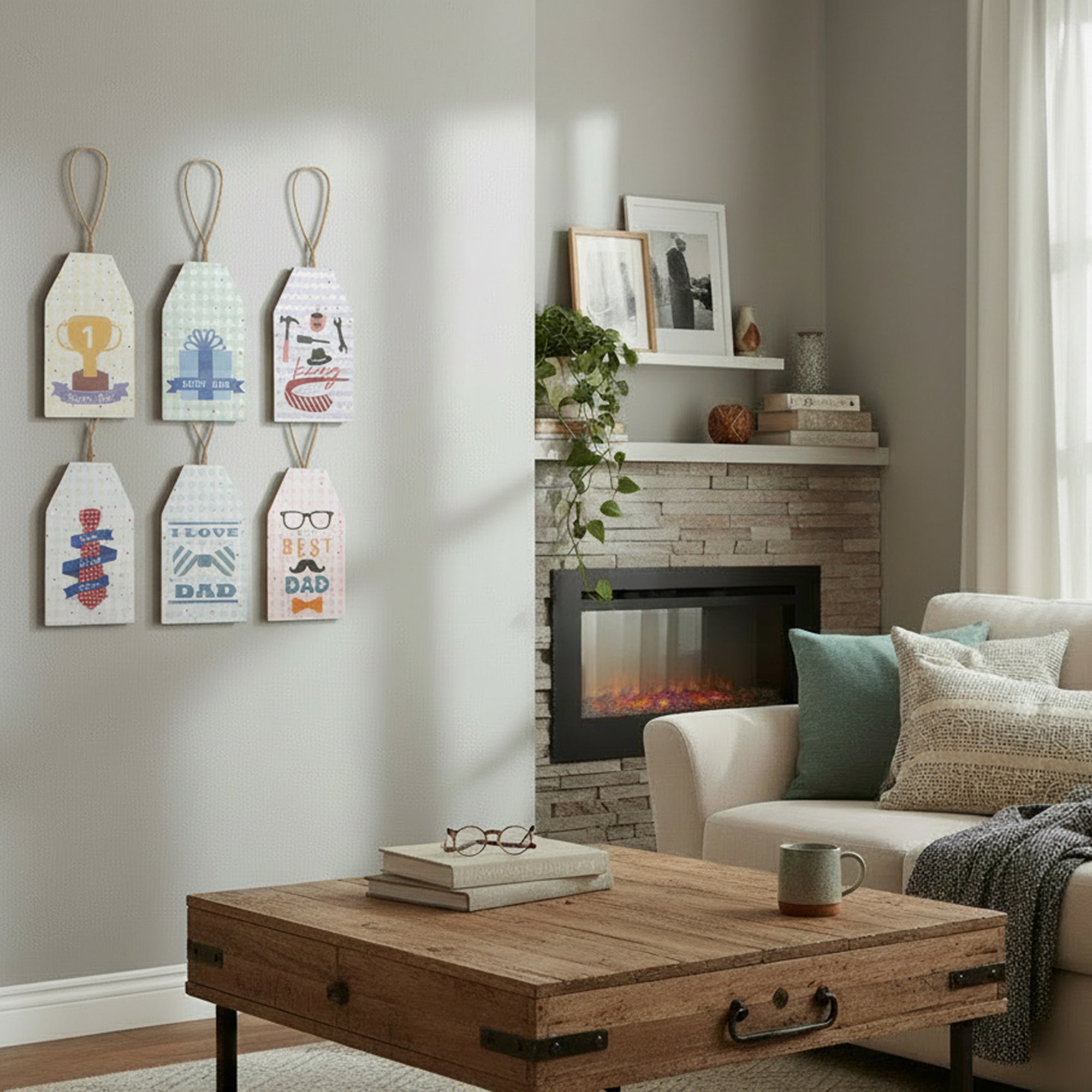 Assorted MDF Tag Hangers Designed for Dad - Set of 6