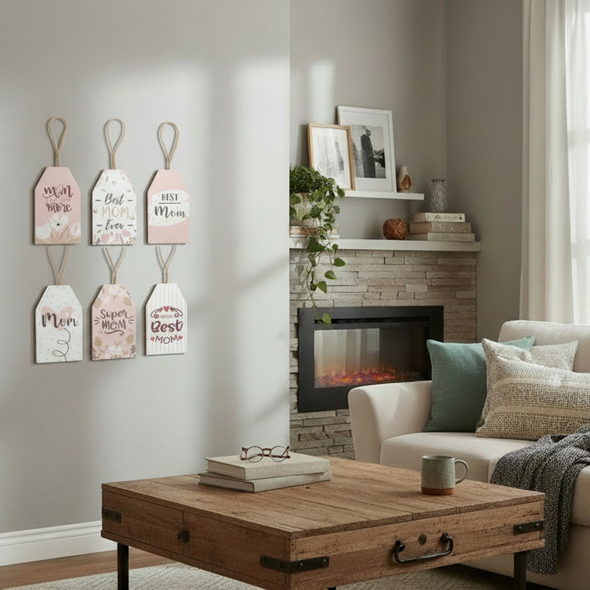 Assorted MDF Tag Hangers Designed for Mom - Set of 6