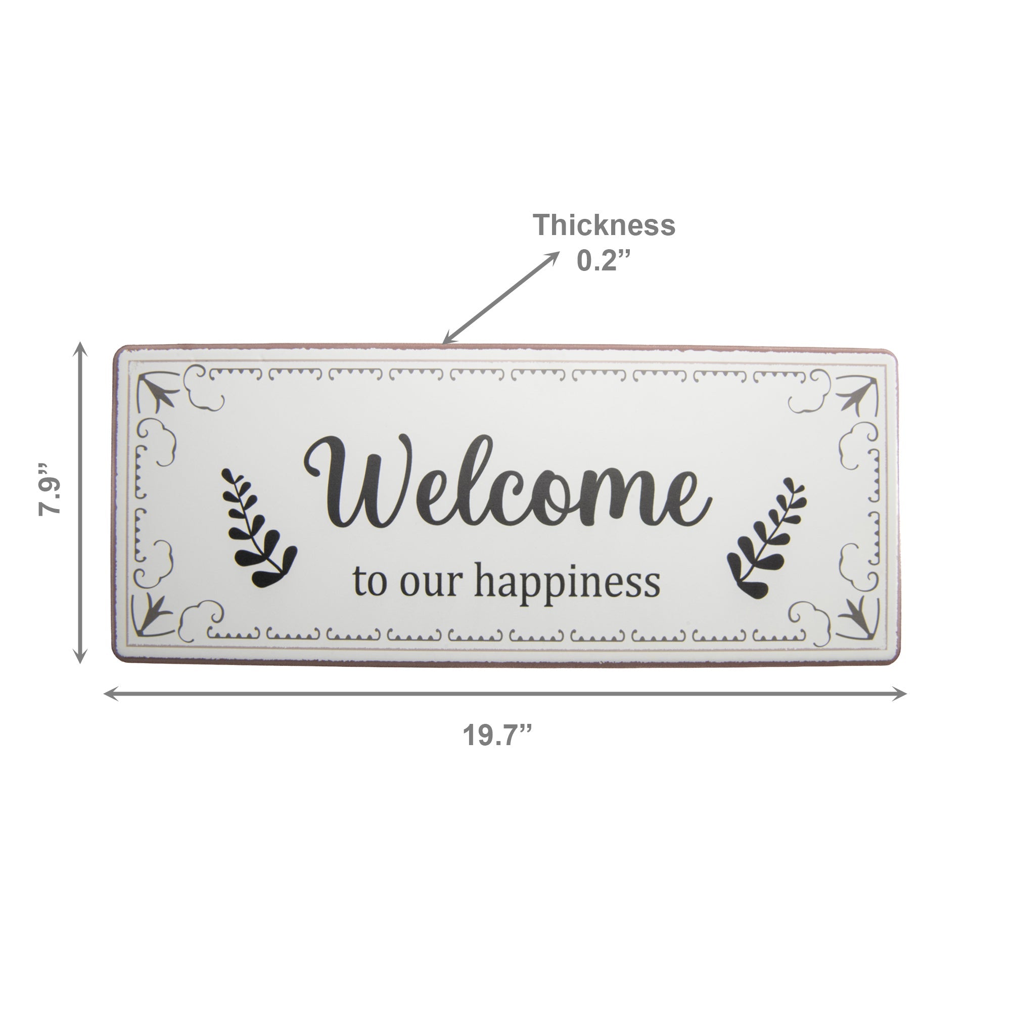 Metal Wall Sign “Welcome To Our Happiness” Inspirational - Set of 2