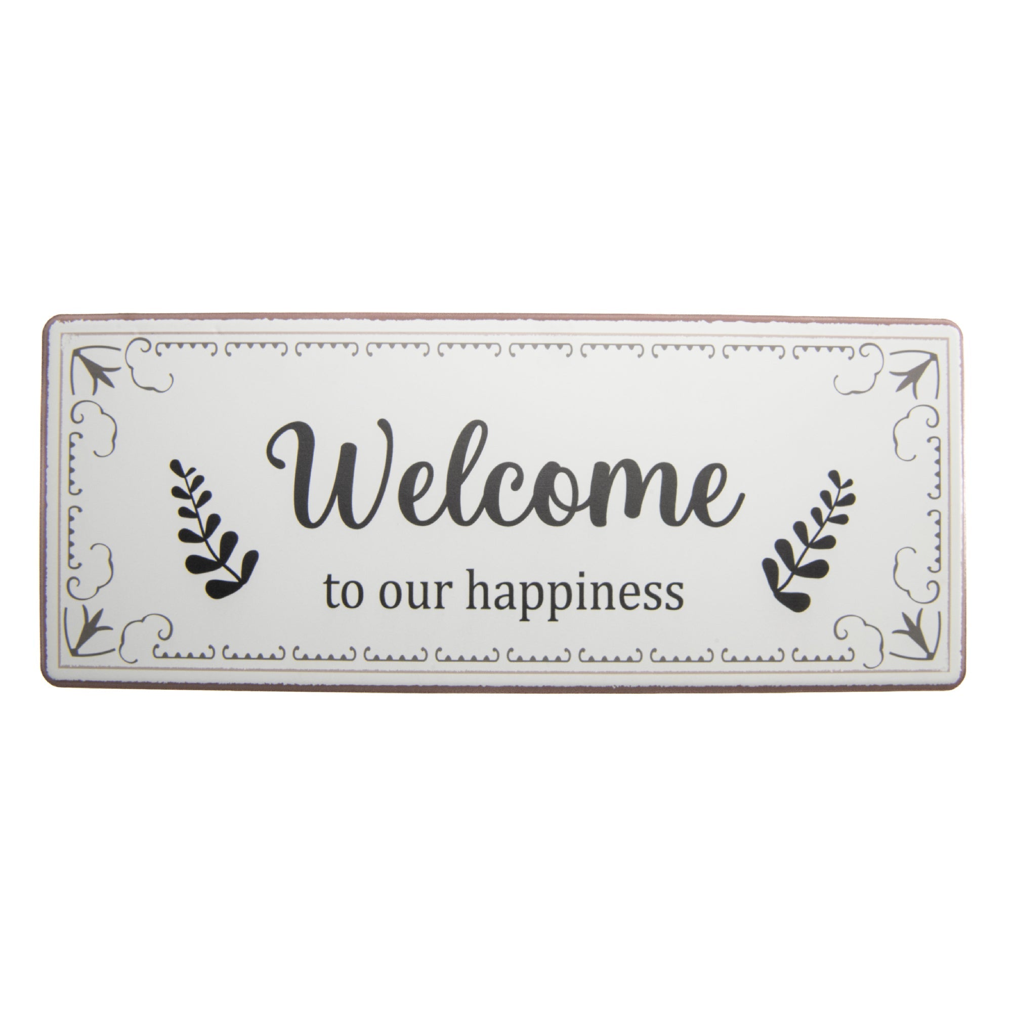 Metal Wall Sign “Welcome To Our Happiness” Inspirational - Set of 2