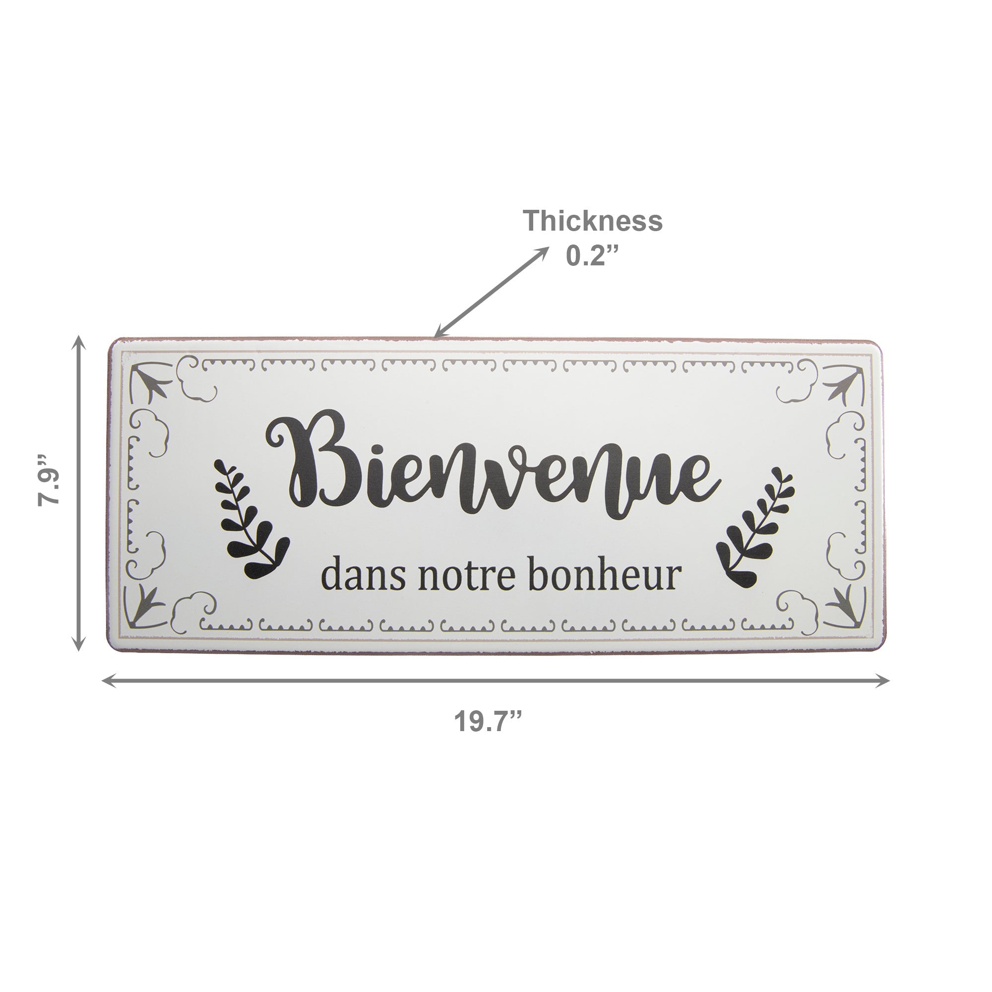 Metal Wall Sign “Bienvenue Dans Notre Bonheur” French Welcome - Set of 2