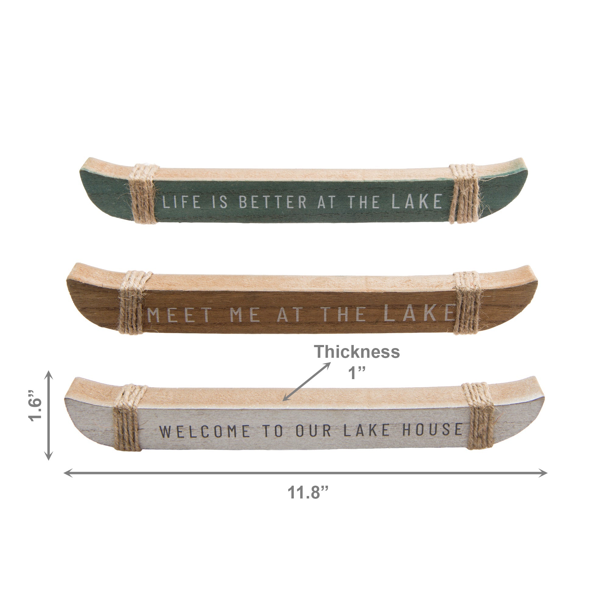 Assorted MDF Canoe Wall Decor with Rope & Lake Sayings - Set of 3