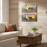 Assorted MDF Wall Signs “Cabin/Mountain Is My Happy Place” - Set of 2