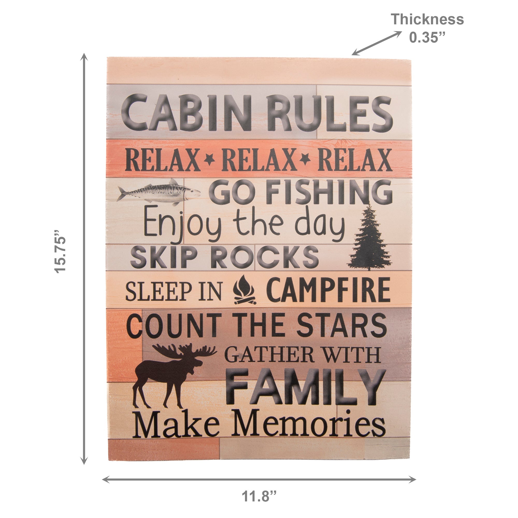 MDF Wall Sign Displaying “Cabin Rules”