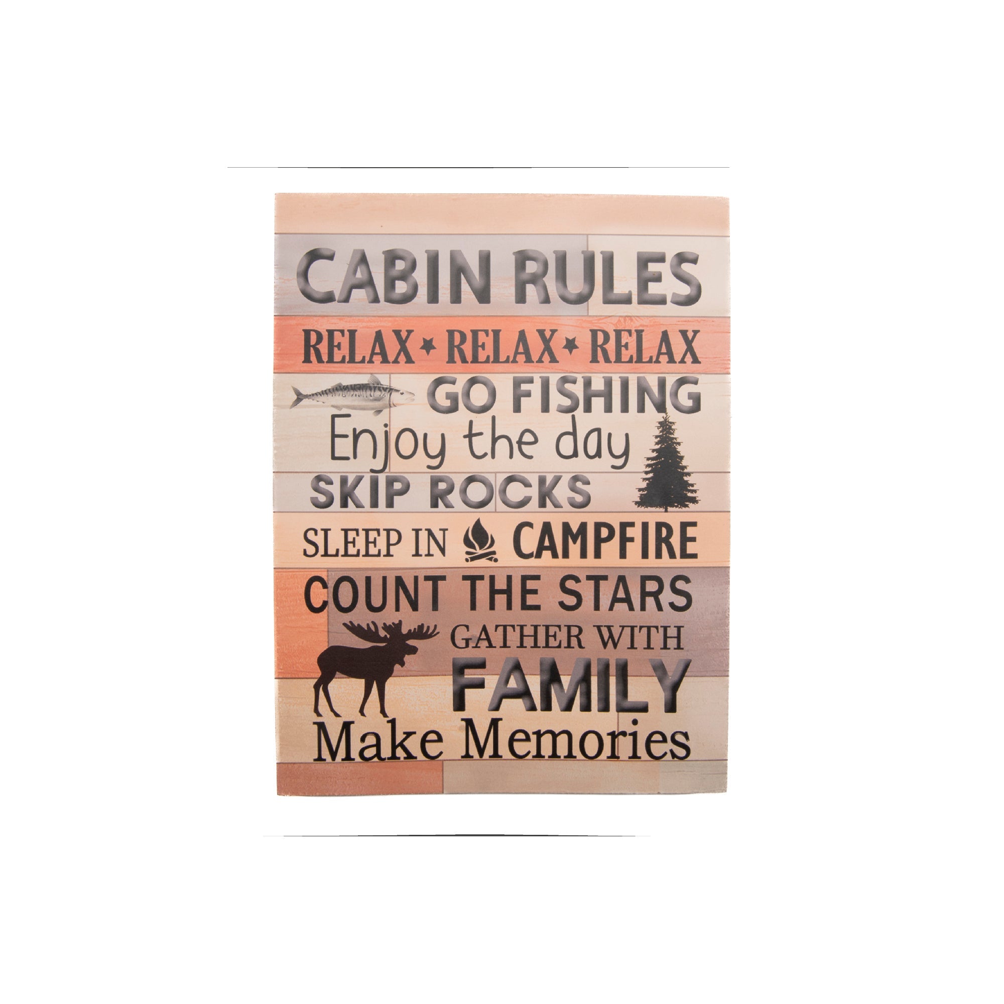 MDF Wall Sign Displaying “Cabin Rules”