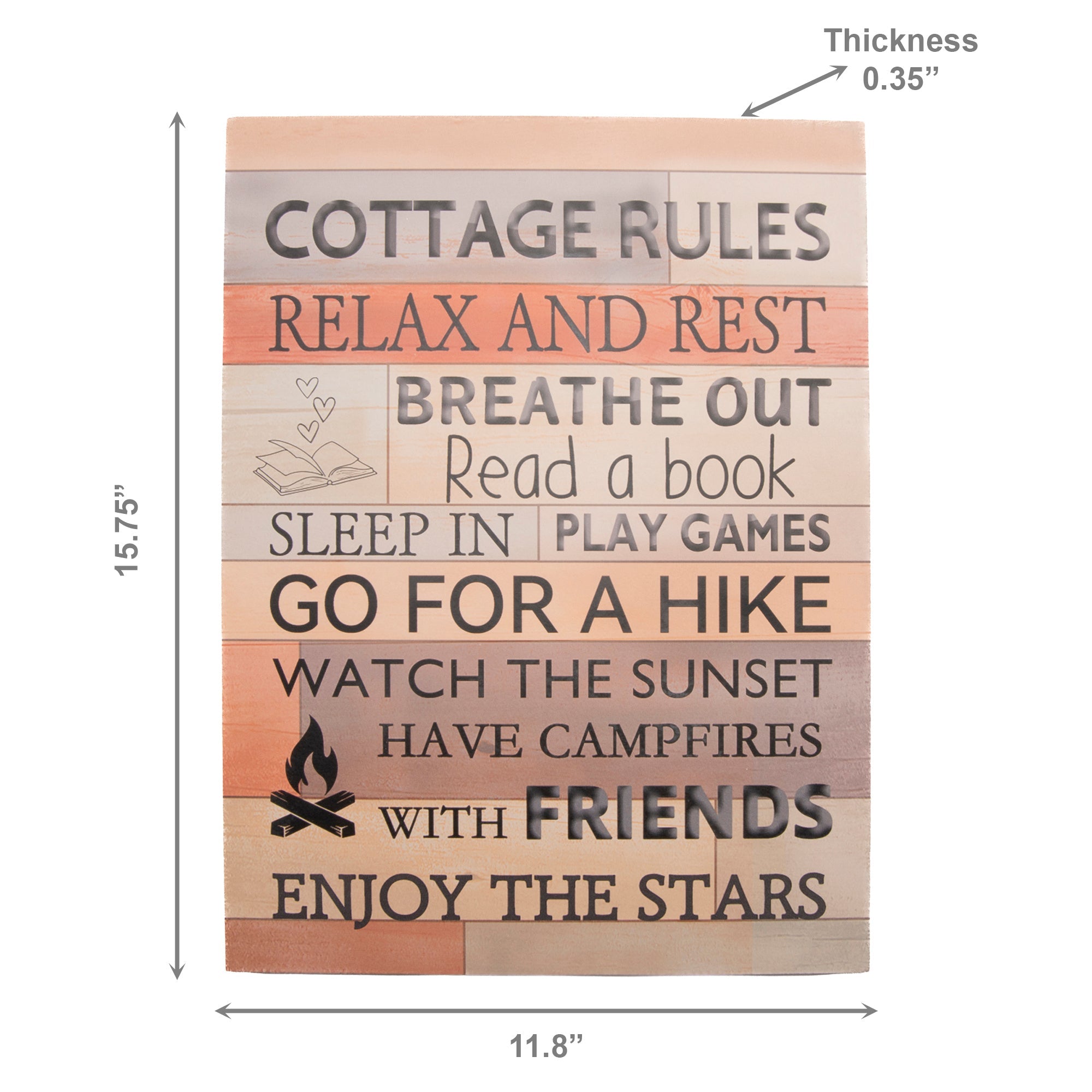 MDF Wall Sign Displaying “Cottage Rules”
