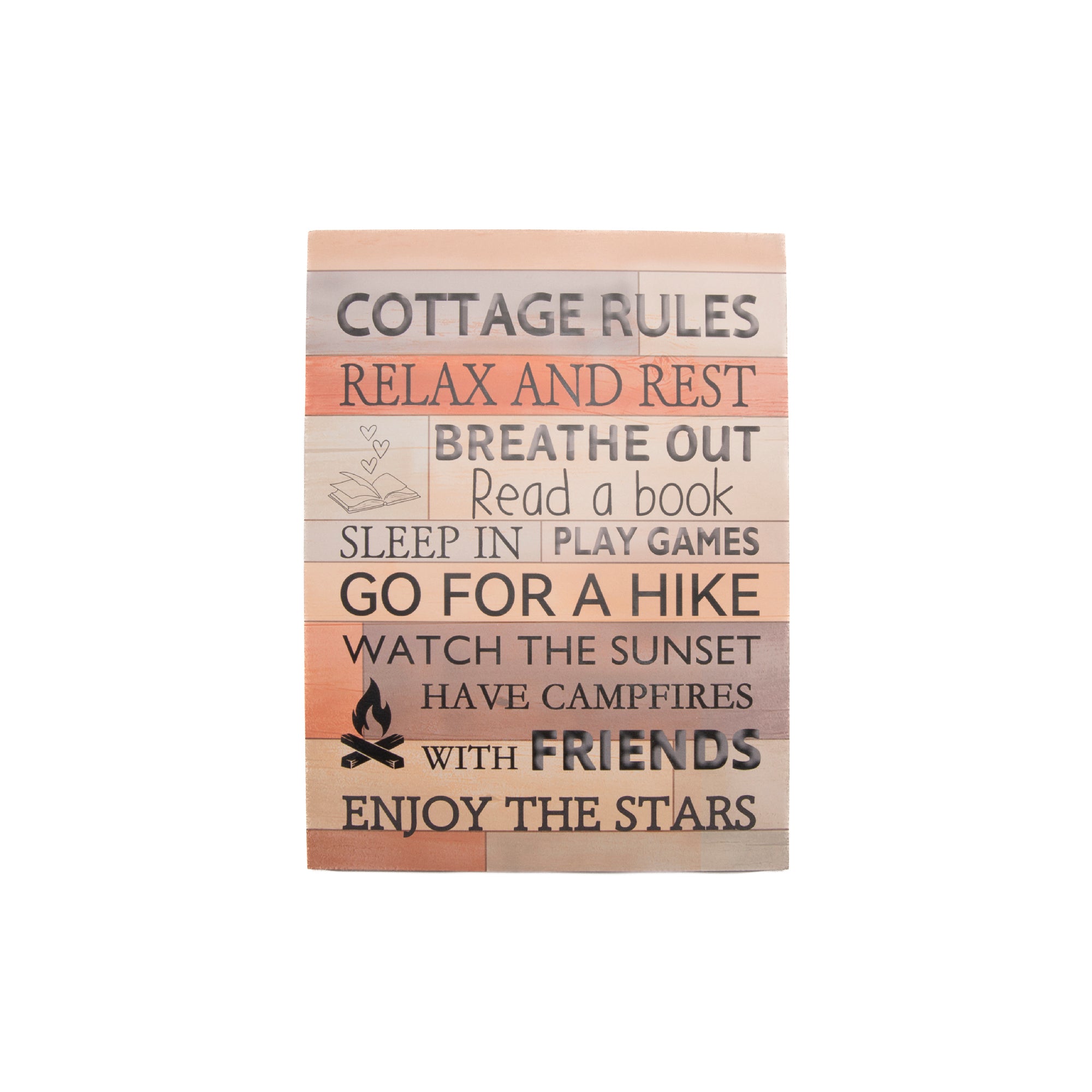 MDF Wall Sign Displaying “Cottage Rules”
