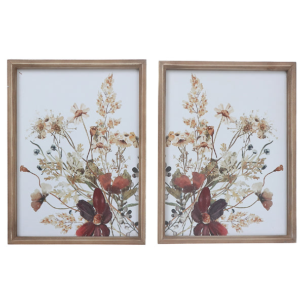 Framed Wooden Wall Sign Summer Blossom - Set of 2