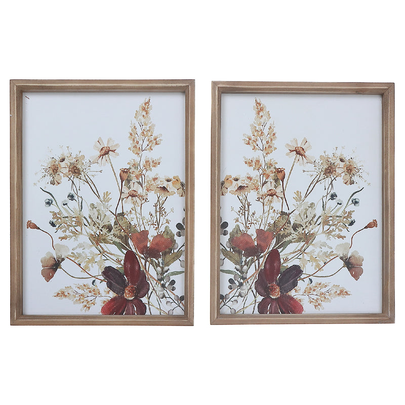 Framed Wooden Wall Sign Summer Blossom - Set of 2