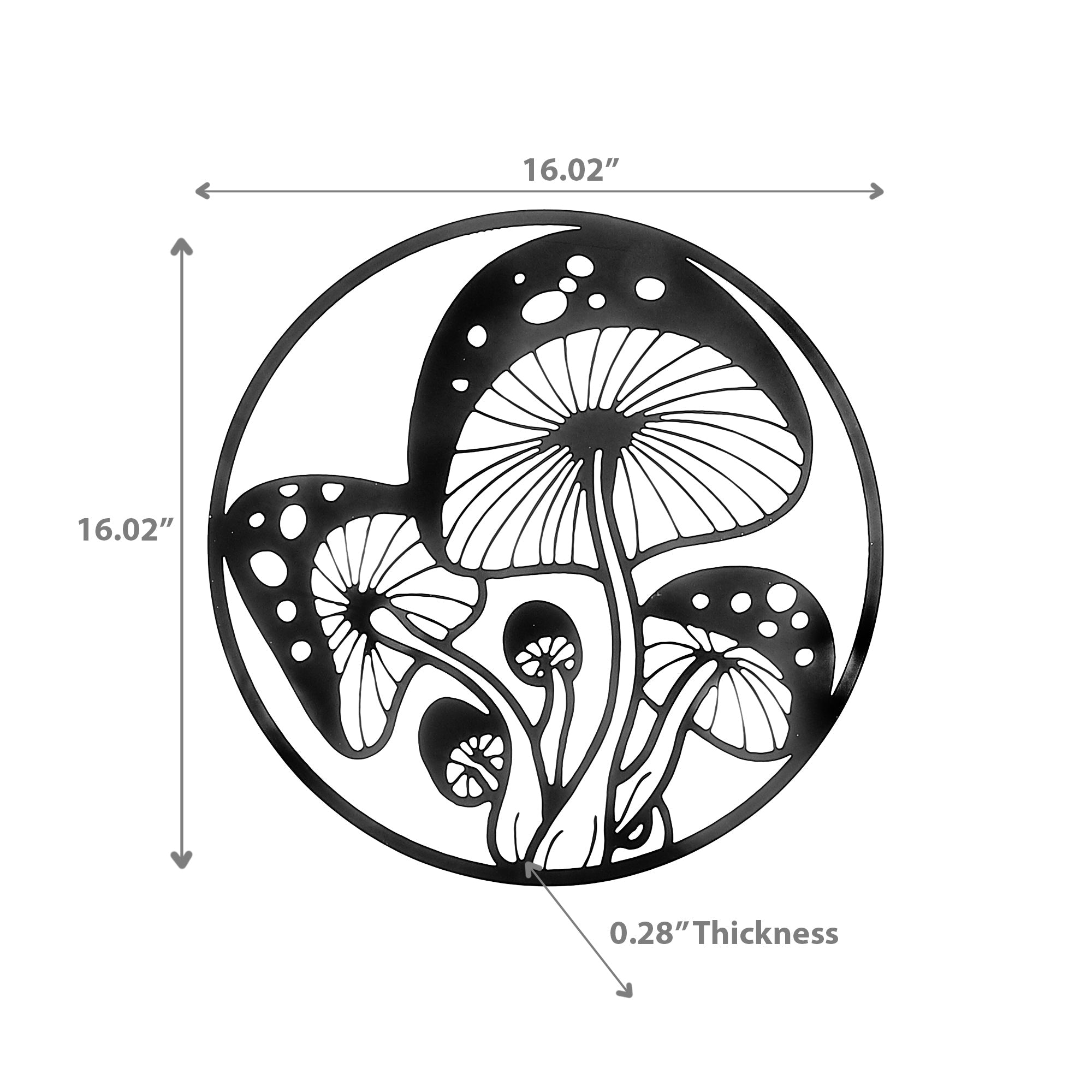 Round Metal Mushroom Wall Sign, Round Metal Mushroom Wall Decor, Whimsical Home Accent
