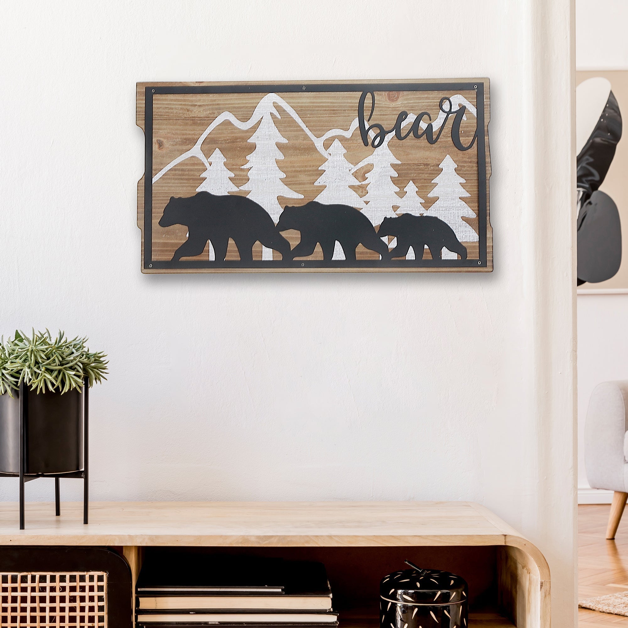 Wood And Metal Forest Wall Sign, Wood And Metal Forest Wall Art, Rustic Nature Decor