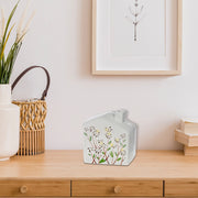 LED Ceramic Floral House with Chimney, Decorative Tabletop Light, Cozy Home Accent Lighting