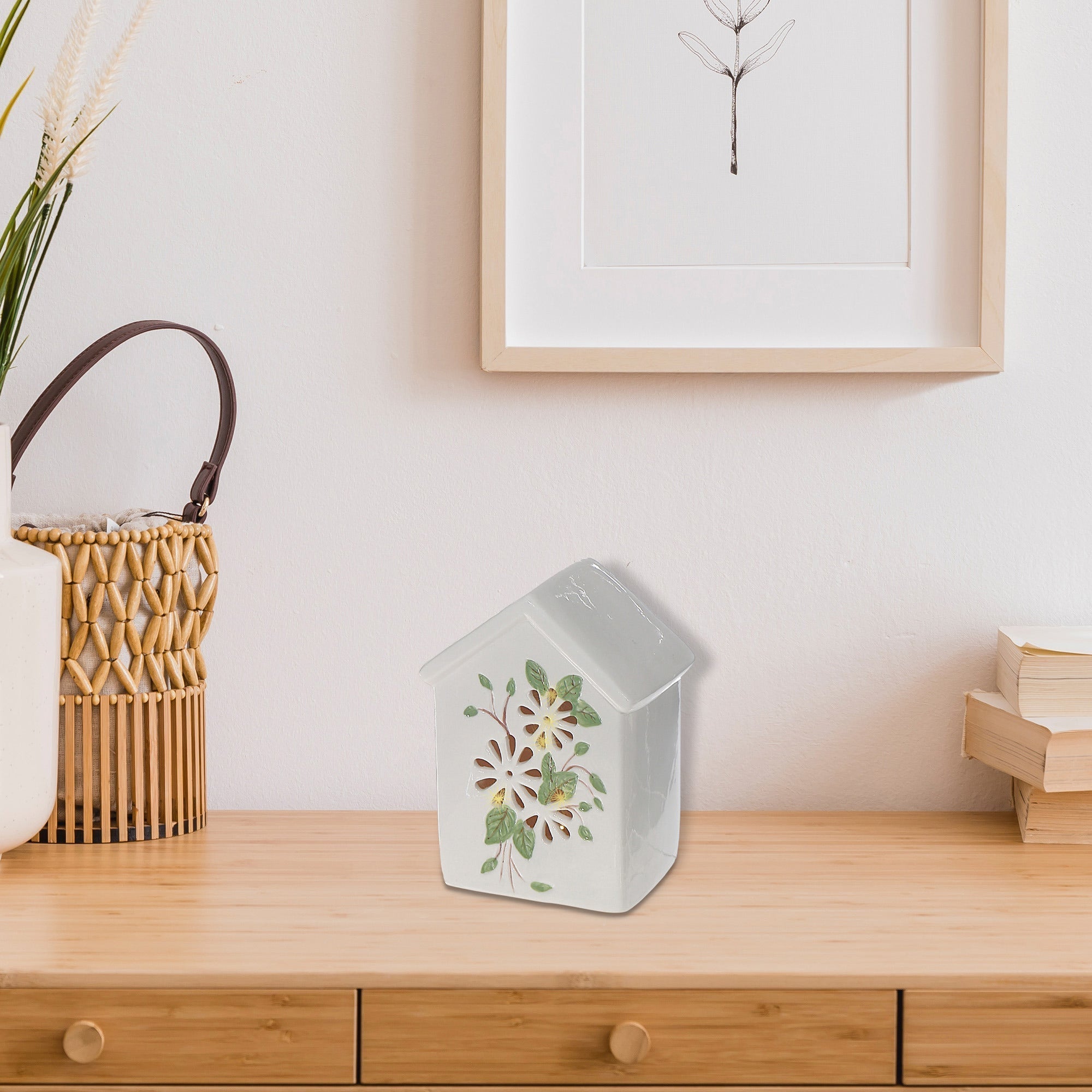 LED Ceramic Floral House, Decorative Lighted Home Accent, Tabletop Ambient Lighting