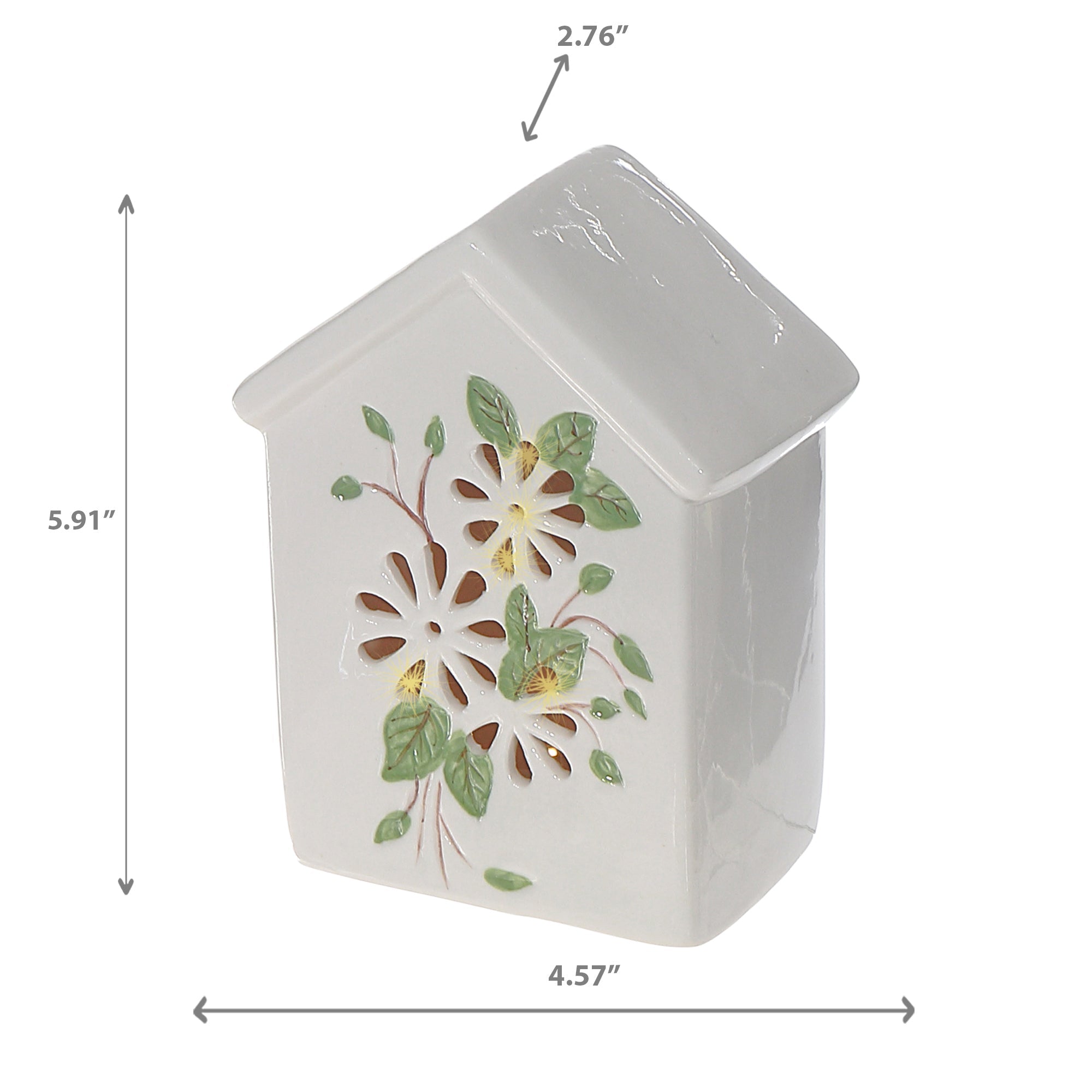 LED Ceramic Floral House, Decorative Lighted Home Accent, Tabletop Ambient Lighting