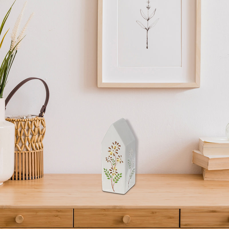Led Ceramic Floral Tall House