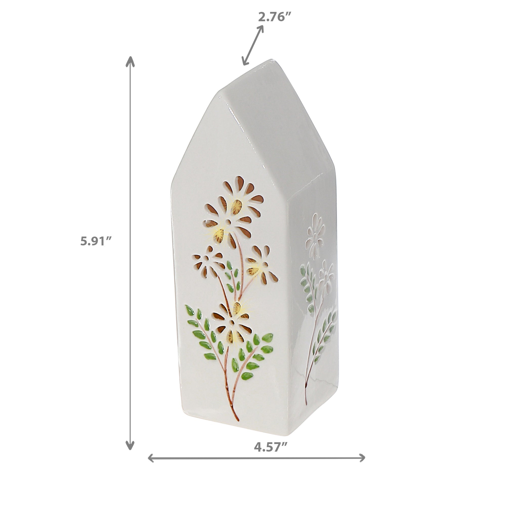 LED Ceramic Floral Tall House, Decorative Tabletop Light, Home Accent Lighting, Cozy Interior Decor