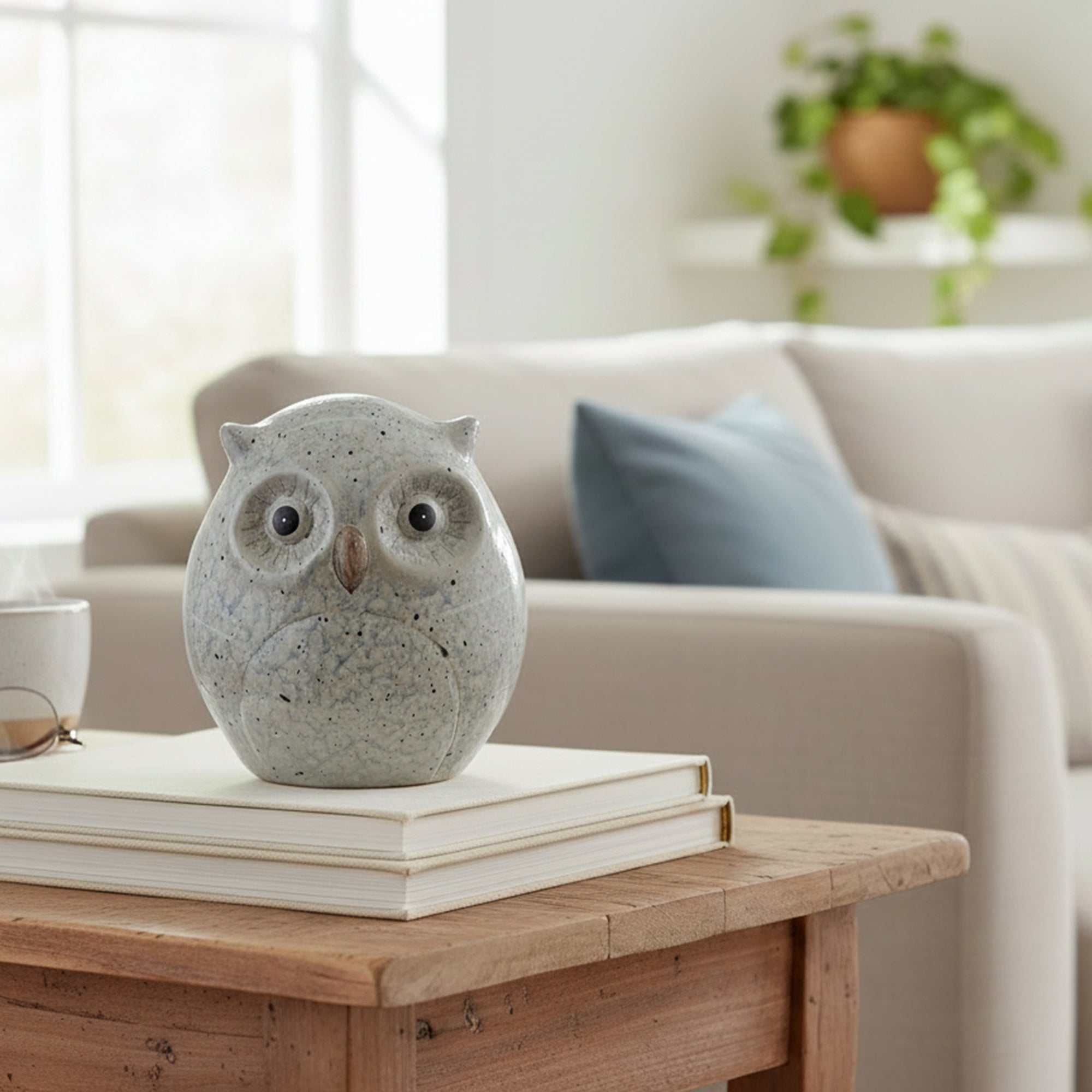 Speckled Decorative Owl Figurine Accent