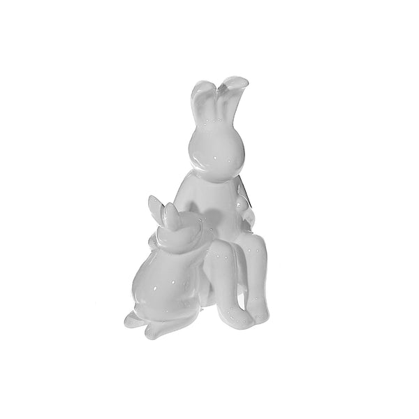 Ceramic Decorativerative Rabbit Child On The Knee 7.76"