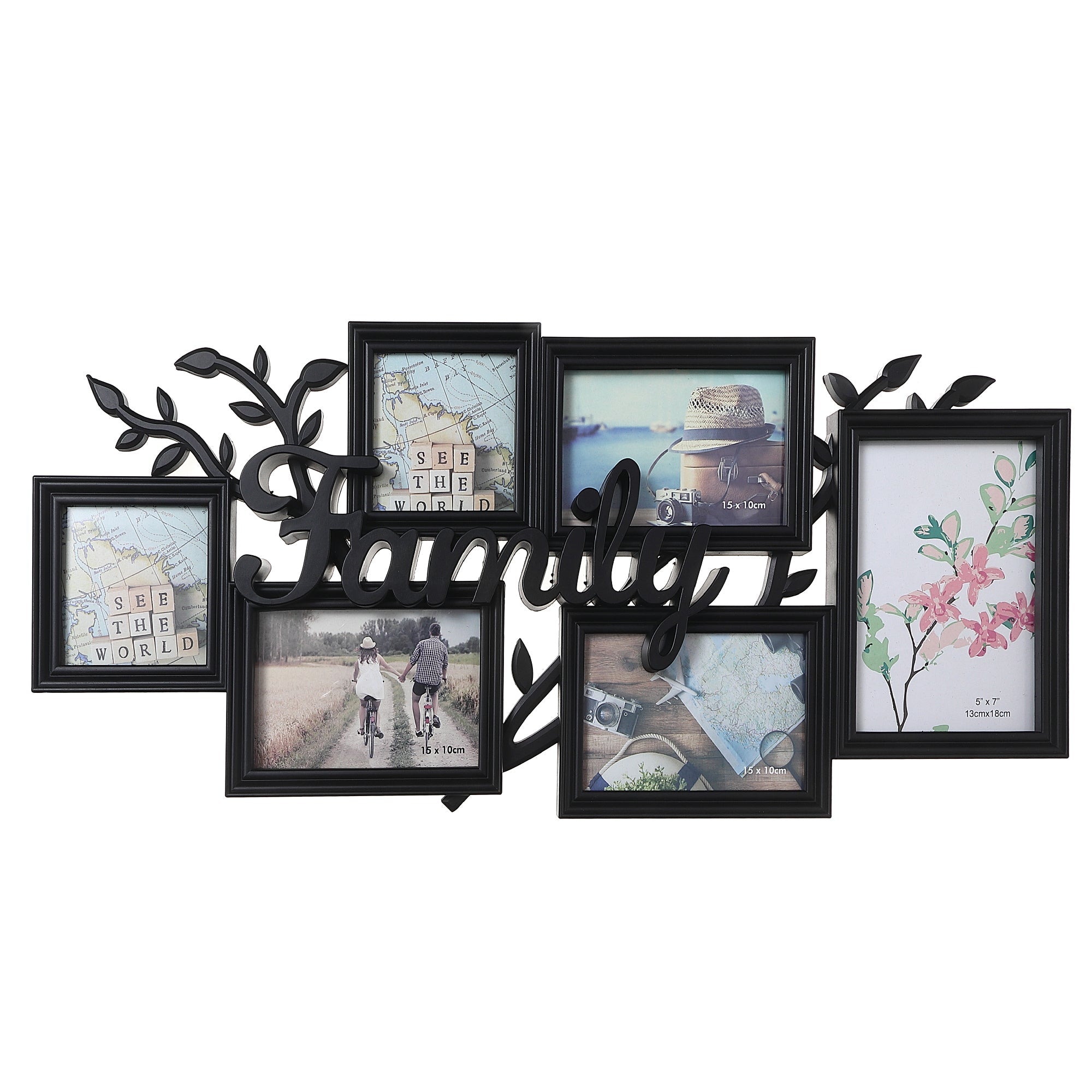 Black Family Collage Frame 6 Opening Wall Display Decorative Photo Frame