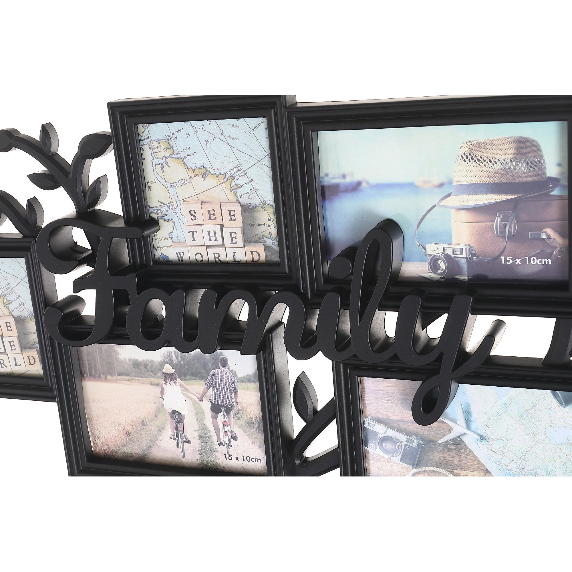 Black Family Collage Frame 6 Opening Wall Display Decorative Photo Frame