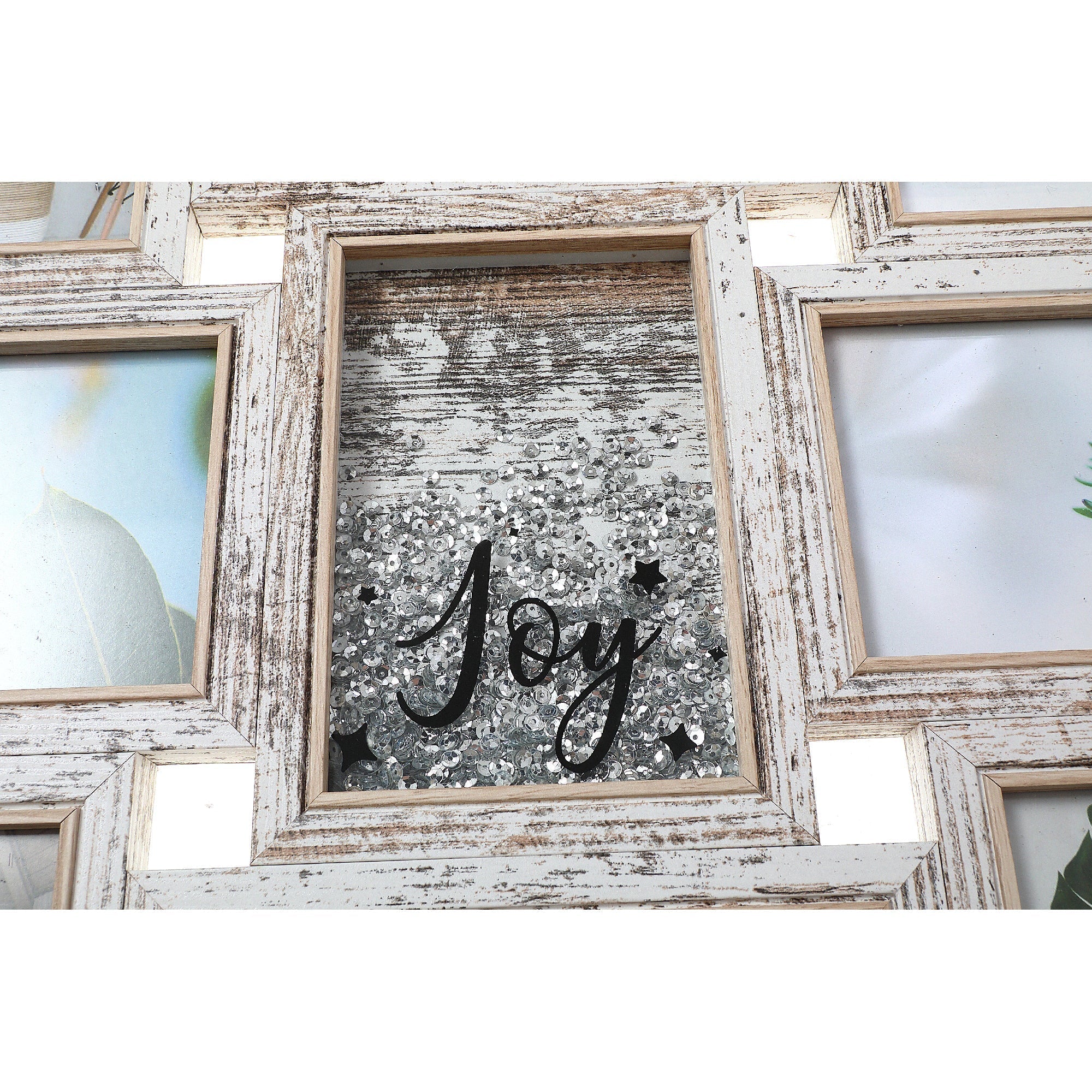 MDF Collage Photo Frame With Sequin 9 Opening 4 X 6 Decorative Wall Frame