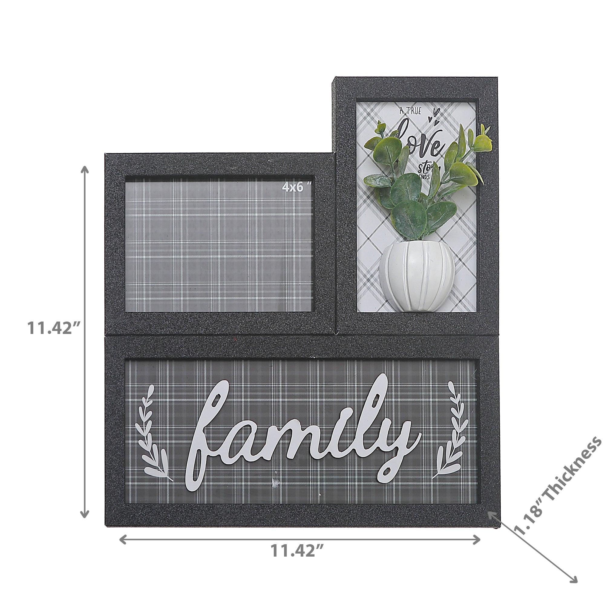 MDF Collage Frame With Faux Plants 4X6 Inch, Decorative Photo Frame Wall Decor