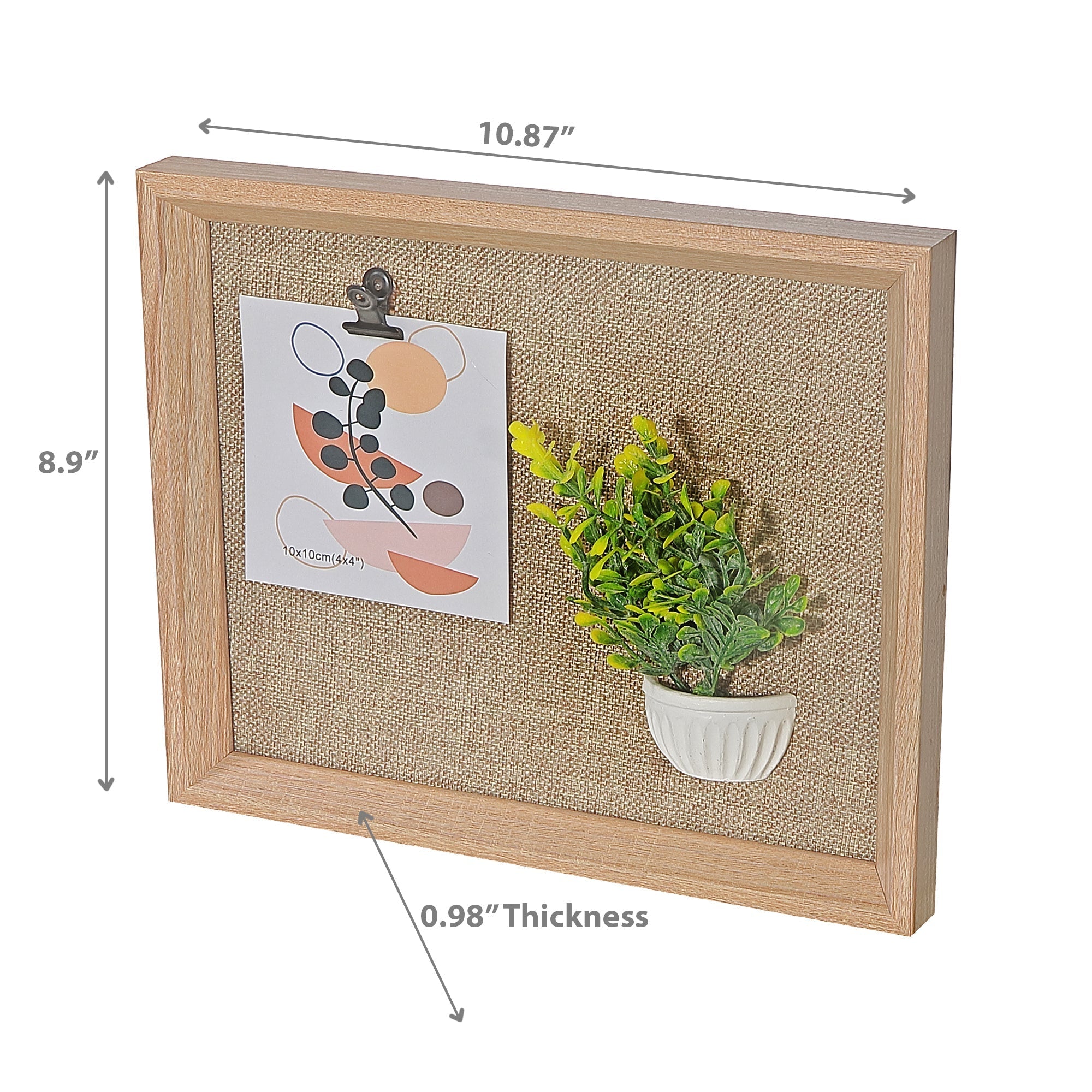MDF Collage Clip Frame With Faux Plants 4X4 Inch, Decorative Photo Display, Wall Frame