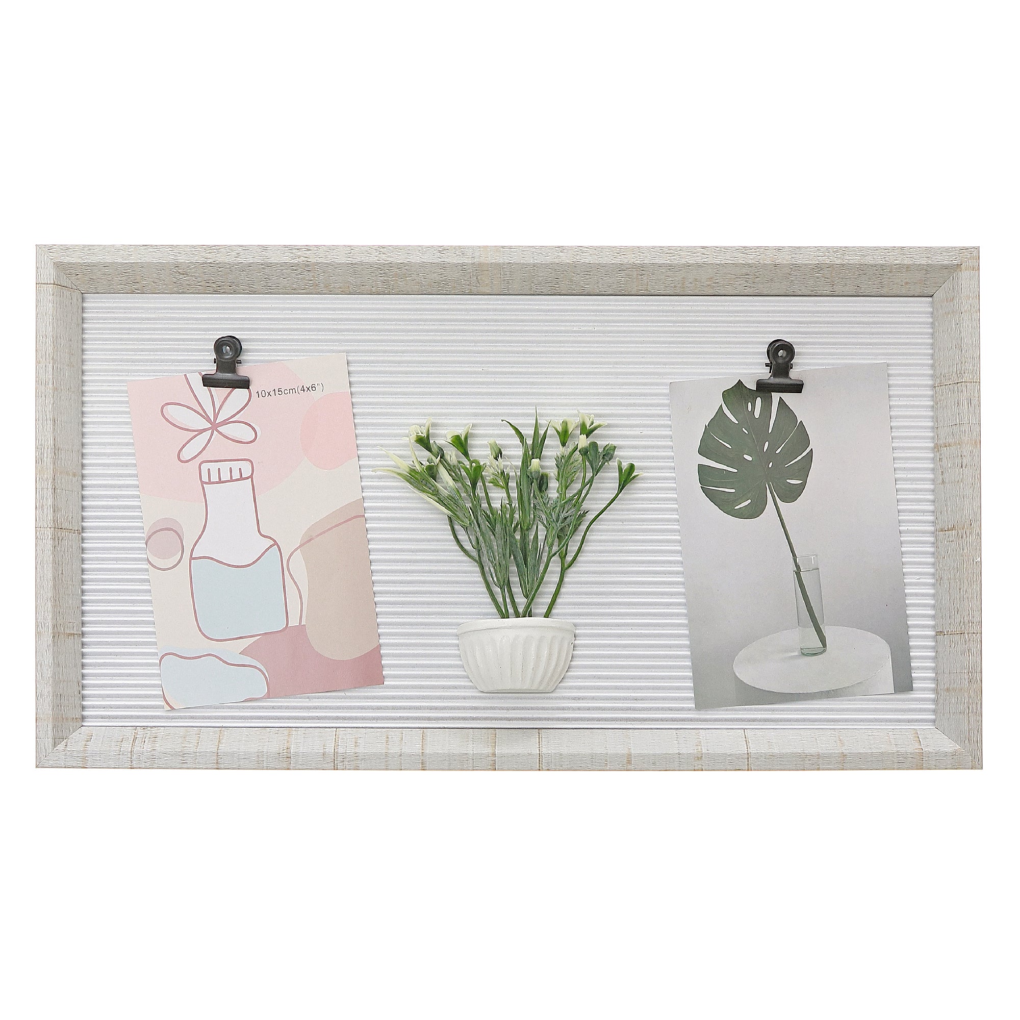 MDF Collage Clip Frame With Faux Plants 4X6 Inch, Decorative Photo Frame, Wall Display