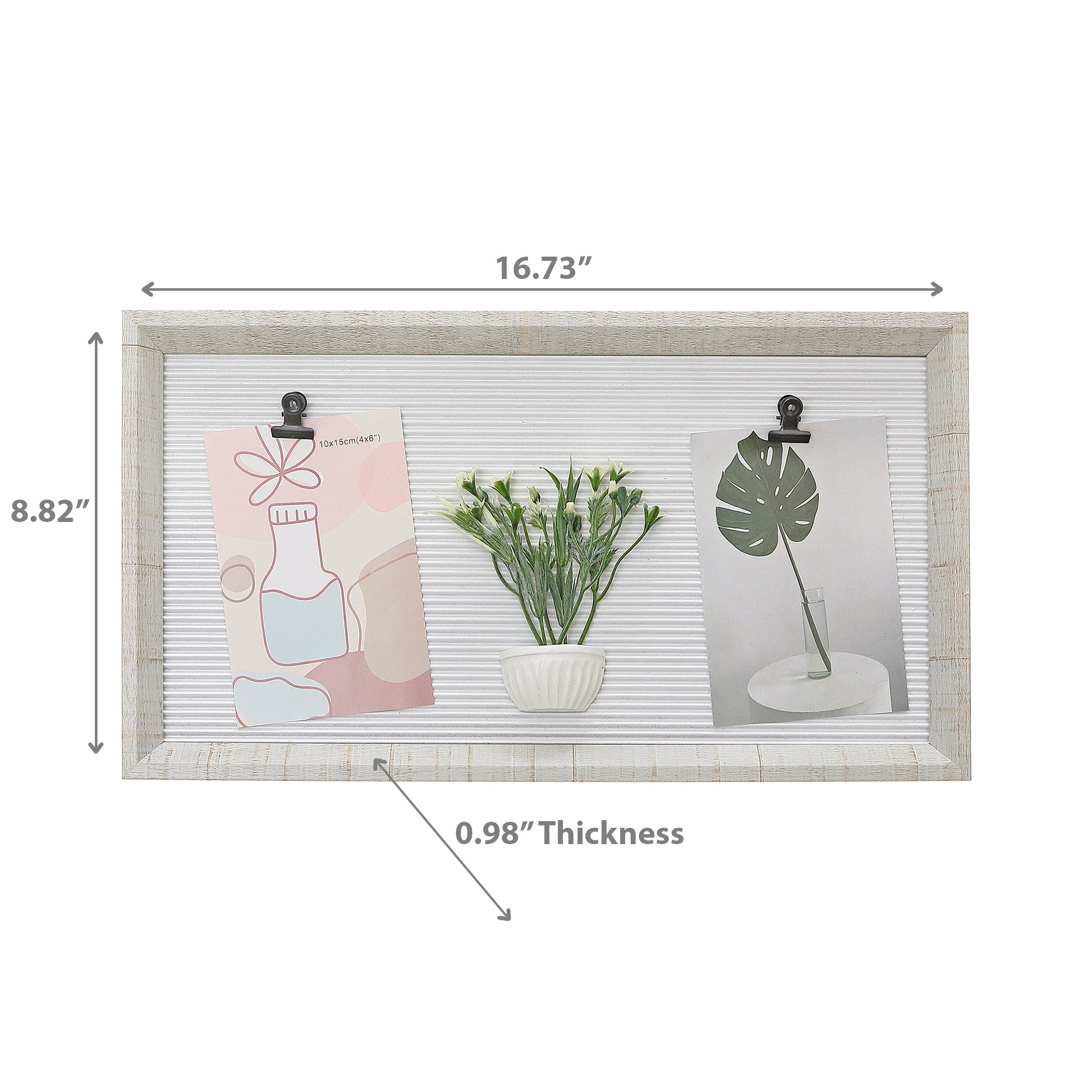 MDF Collage Clip Frame With Faux Plants 4X6 Inch, Decorative Photo Frame, Wall Display
