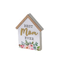 Wood House Shape Block Decor Best Mom Ever