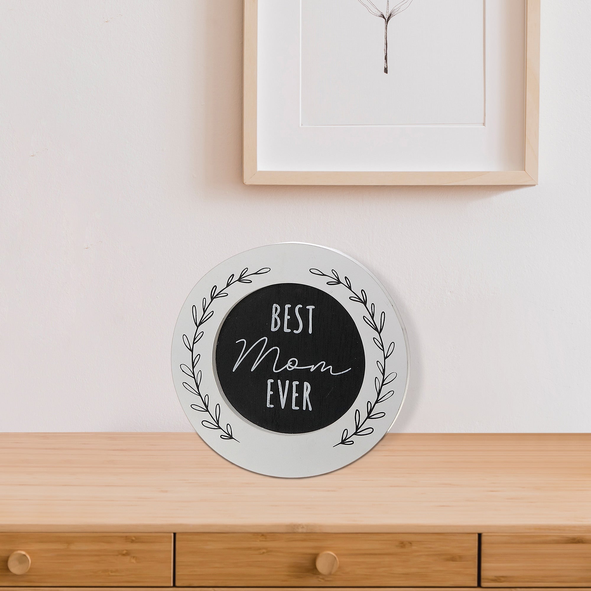 Wood Round Block Decor Best Mom Ever, Inspirational Mom Wall Decor