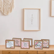 Framed Square Wood Block Mom Grandma Daughter Set Of 6, Family Gift Wall Decor