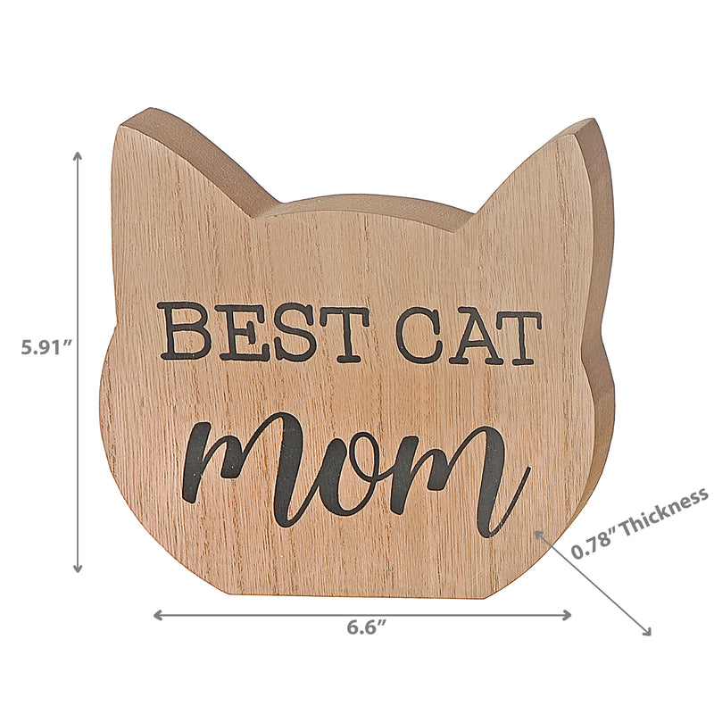 Wooden Cat Head Sign Best Cat Mom