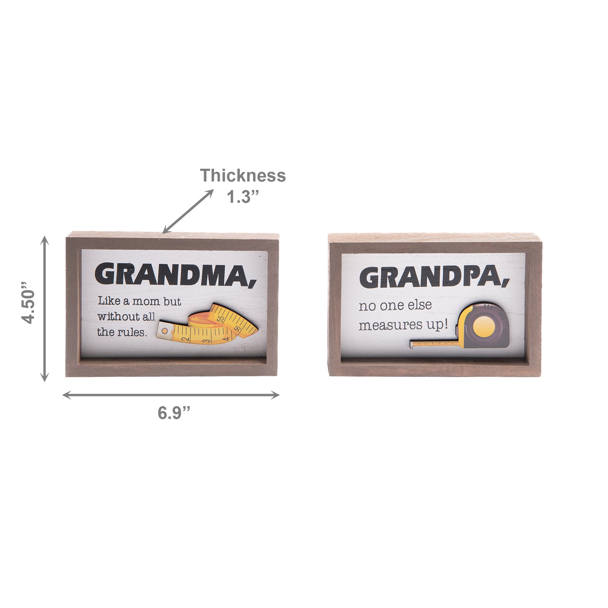Assorted Framed Rectangular MDF Blocks “Grandpa/Grandma” - Set of 2