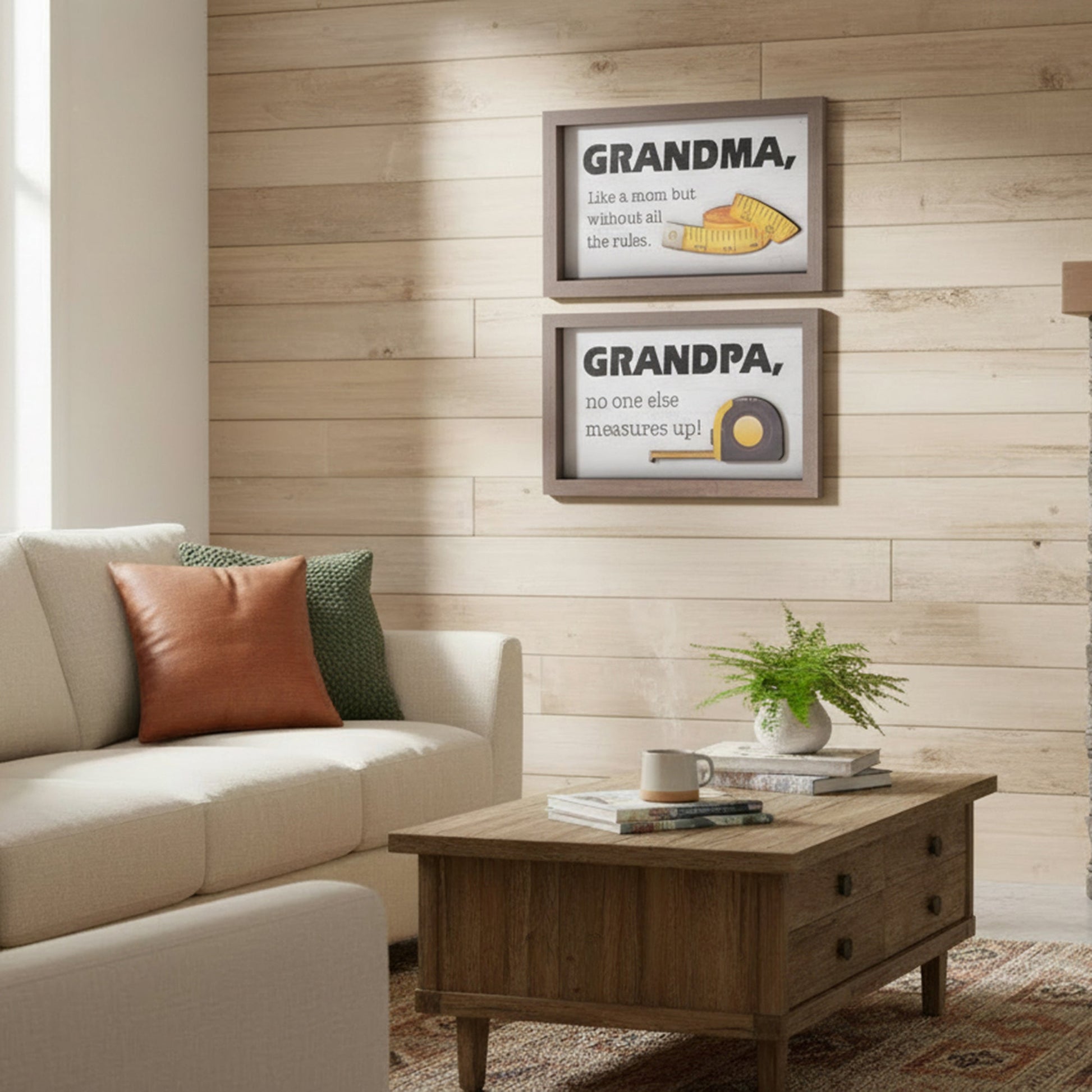 Assorted Framed Rectangular MDF Blocks “Grandpa/Grandma” - Set of 2