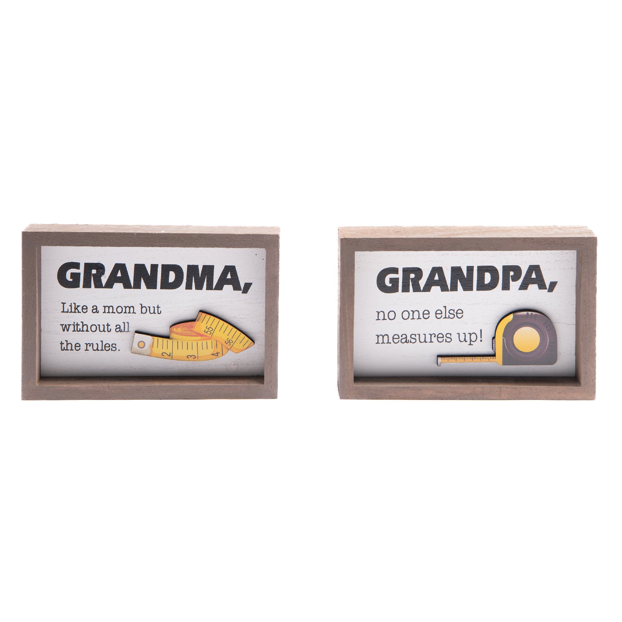 Assorted Framed Rectangular MDF Blocks “Grandpa/Grandma” - Set of 2