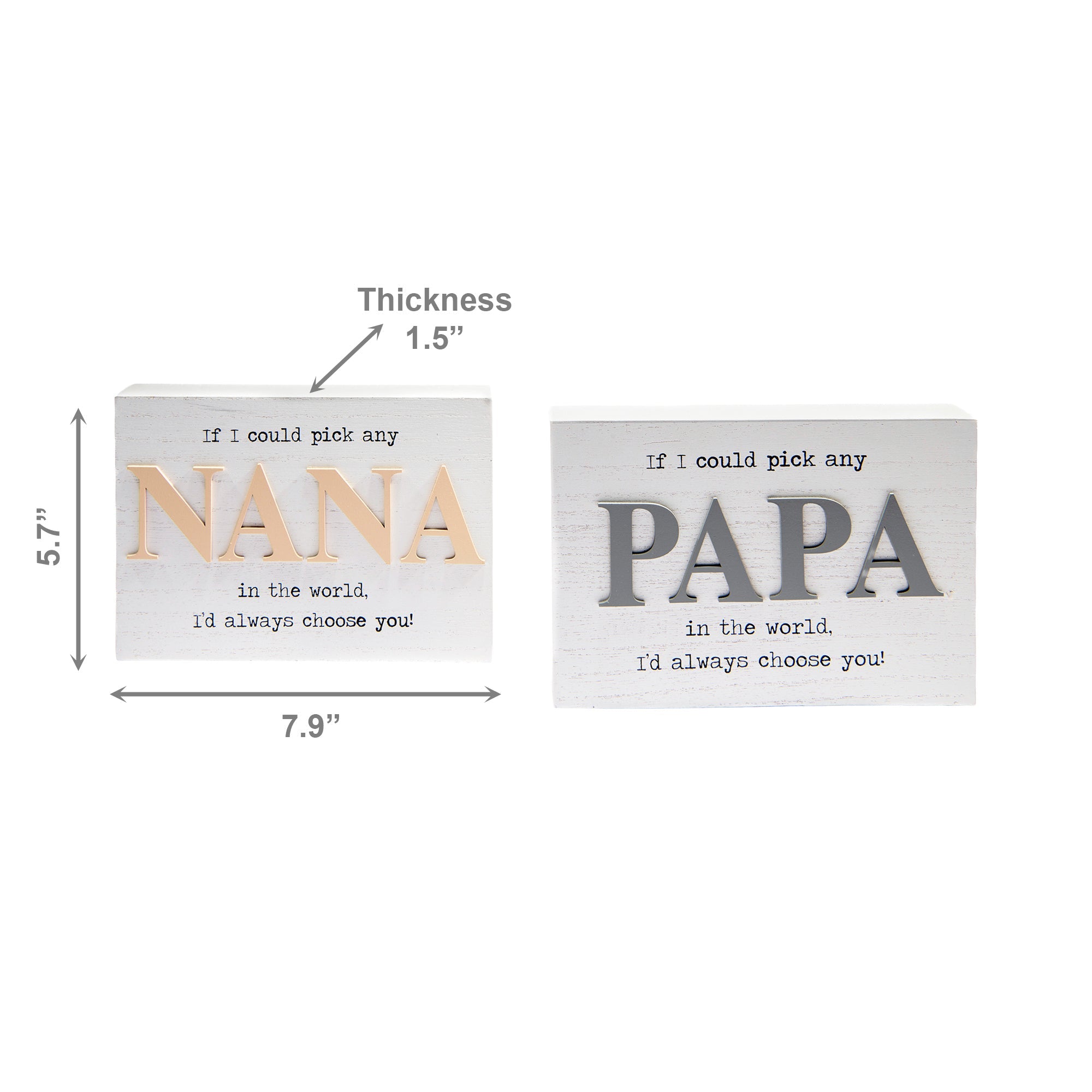 Rectangular MDF Block “I’d Choose You Papa/Nana” Sentiment - Set of 2