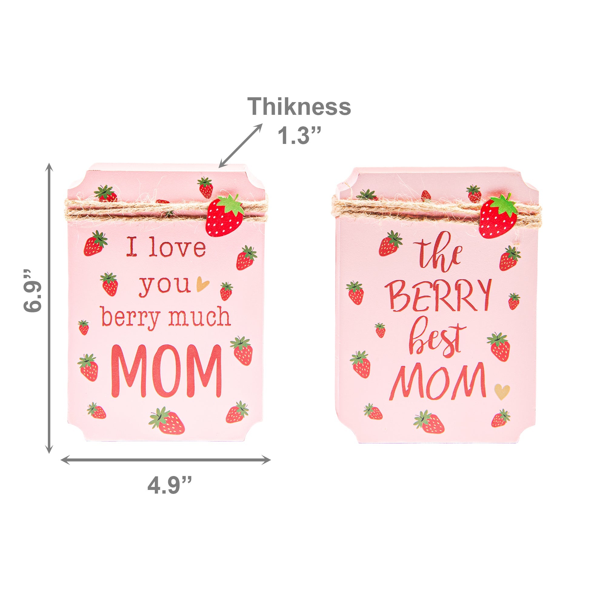 Assorted MDF Blocks “The Berry Best Mom / I Love You Berry Much” - Set of 2