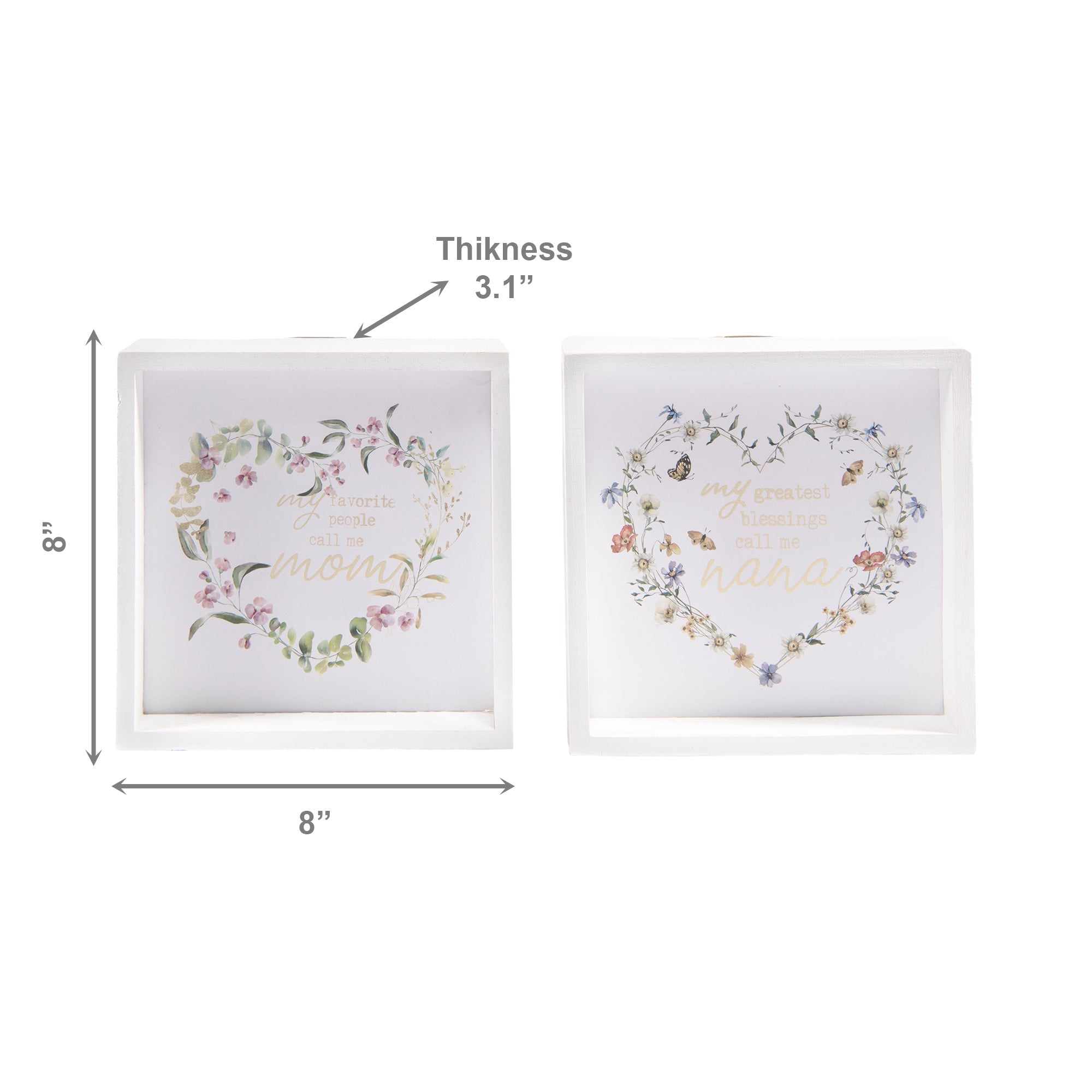 Assorted Framed MDF Square Signs for Mom/Nana - Set of 2