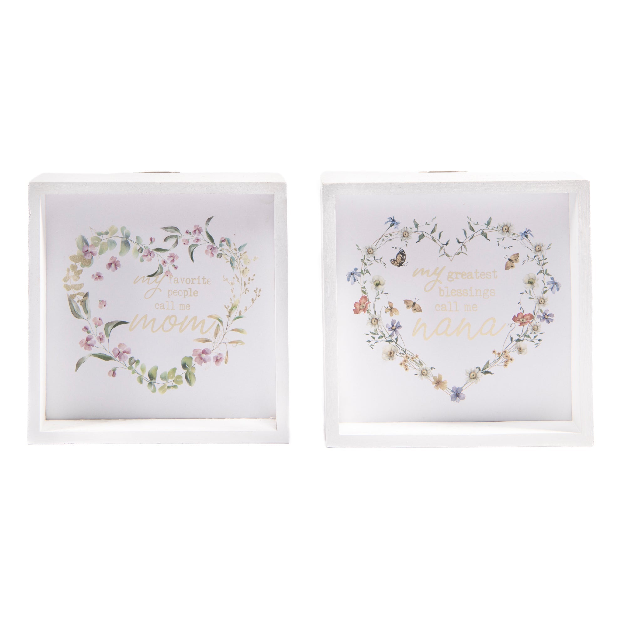 Assorted Framed MDF Square Signs for Mom/Nana - Set of 2