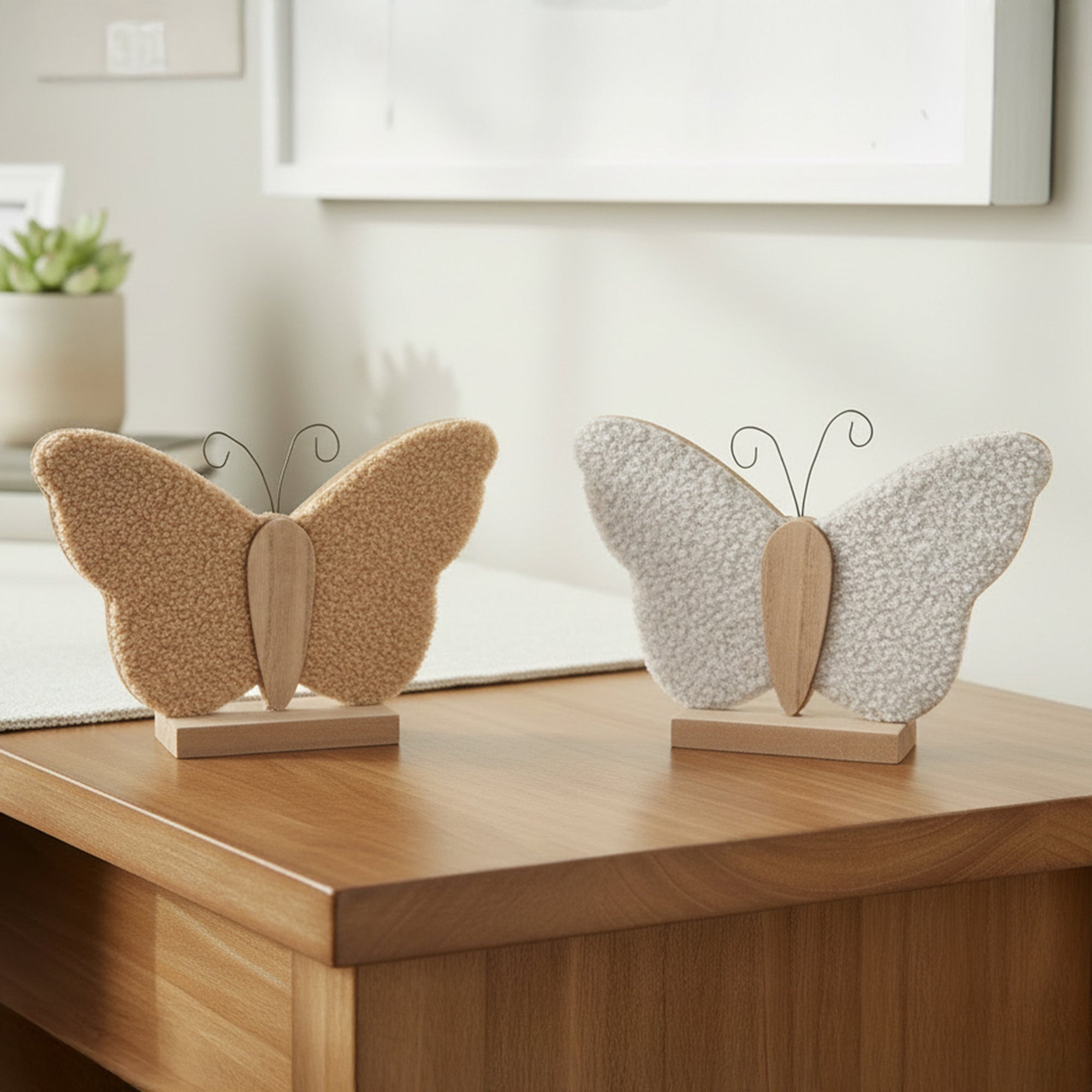 Assorted Felt Butterfly Decorative Stands - Set of 2