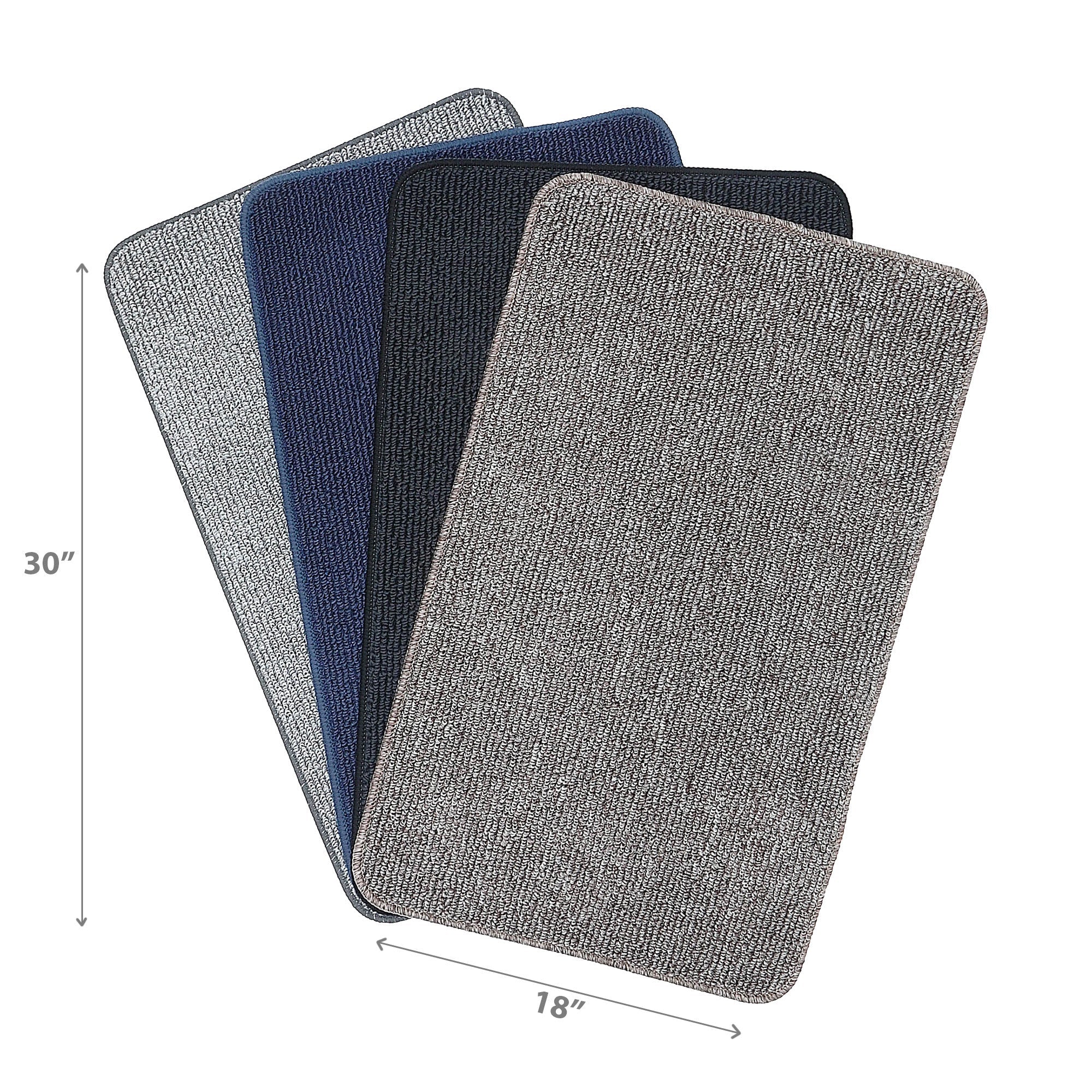 Nature Solid Tufted Floor Mat Assorted 18x30 Inch Set Of 4, Soft Indoor Floor Rug