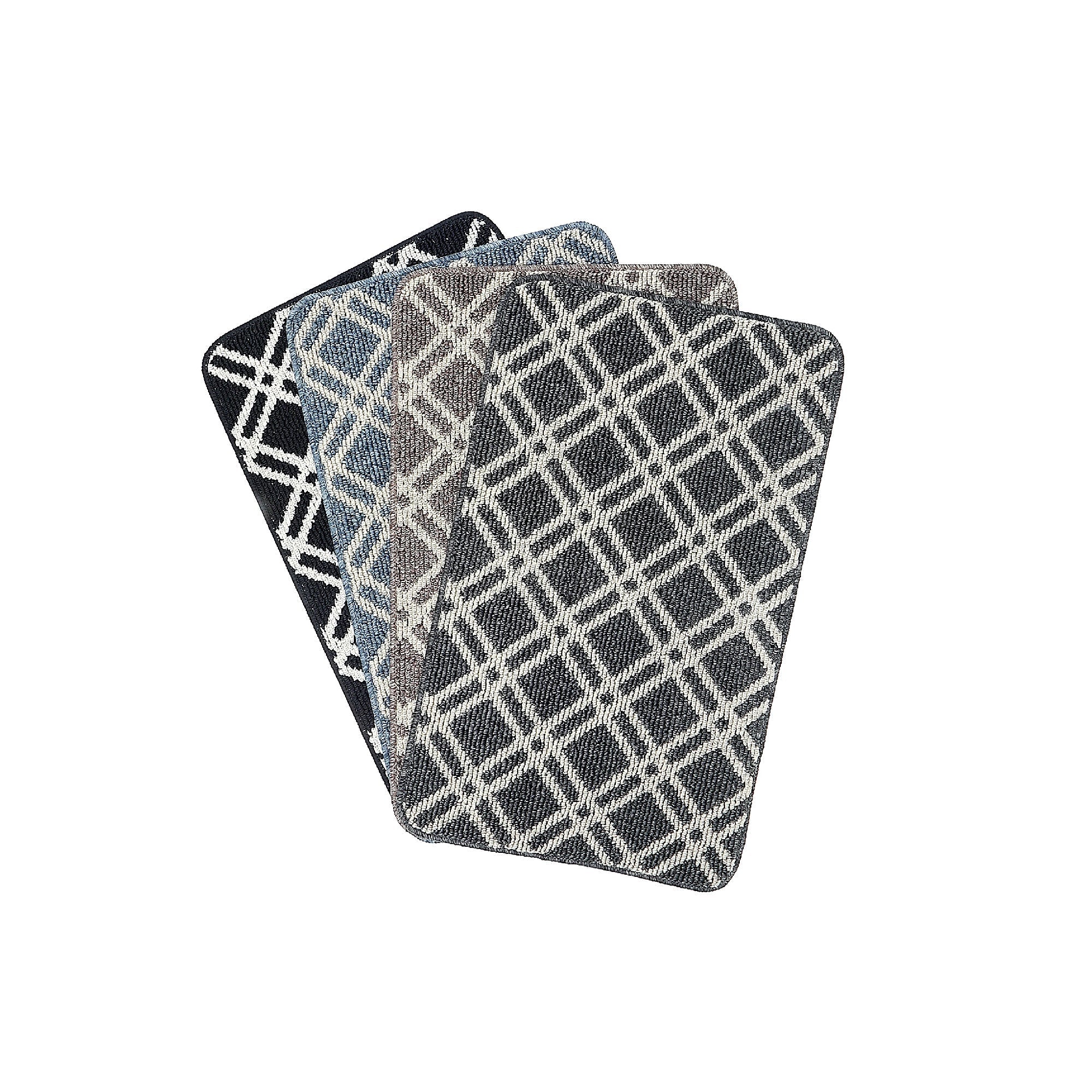 Diamond Tufted Floor Mat Assorted 18x30 Inch Set Of 4, Soft Indoor Floor Rug